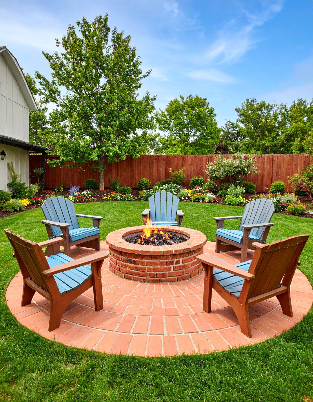 Reclaimed Brick with Log Bench Seating - 25 Rustic Fire Pit Ideas