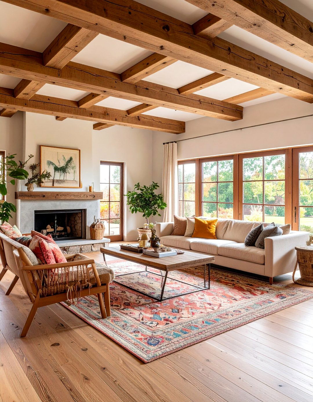 Reclaimed Chestnut Beam and Plank Combination - 25 Rustic Ceiling Ideas