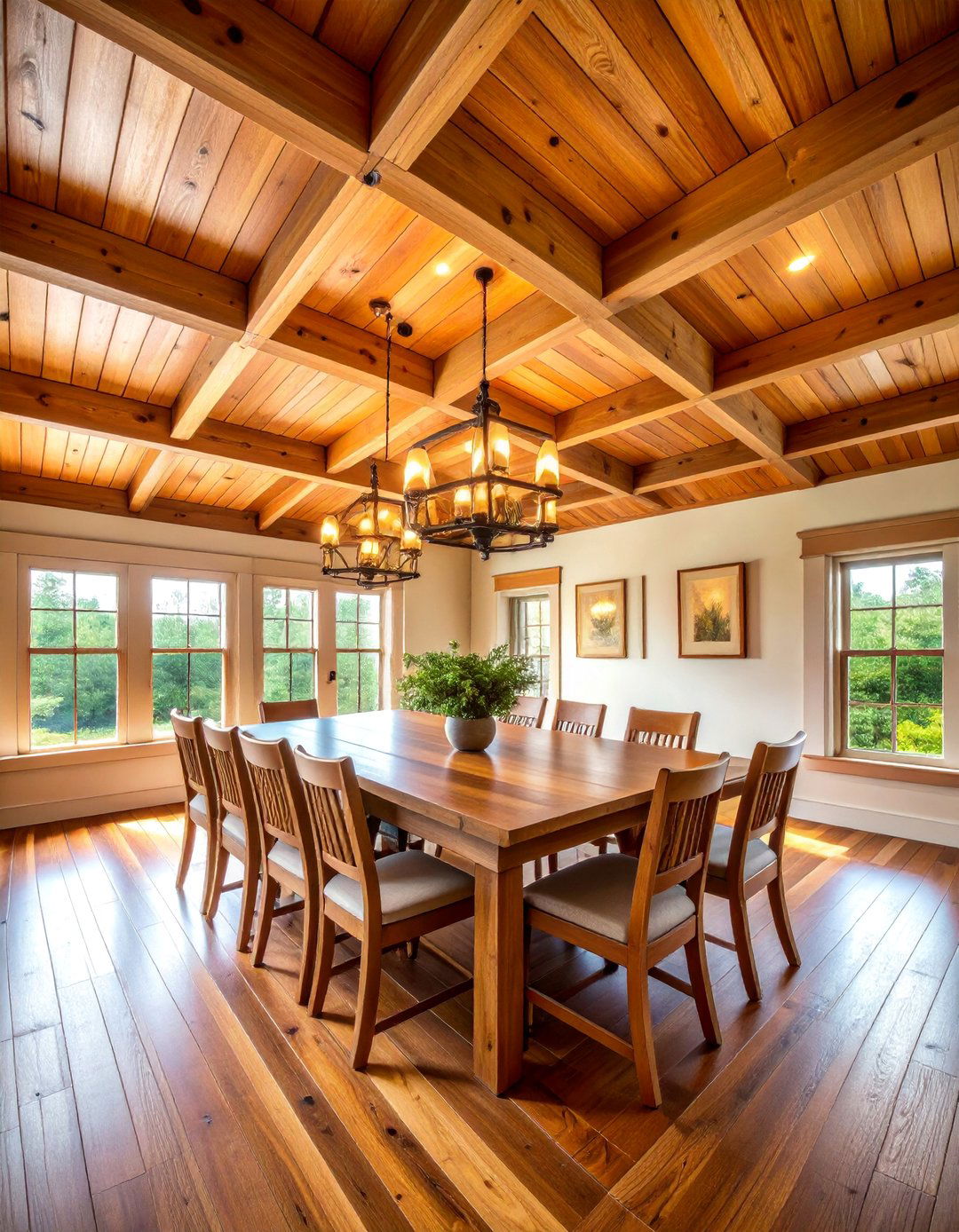 Reclaimed Heart Pine Beadboard Ceiling - 25 Rustic Ceiling Ideas