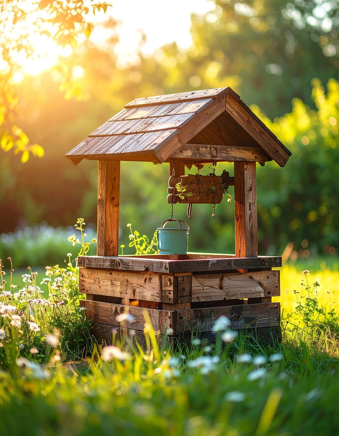 Reclaimed Pallet Wishing Well - 25 Outdoor Wishing Well Garden Ideas