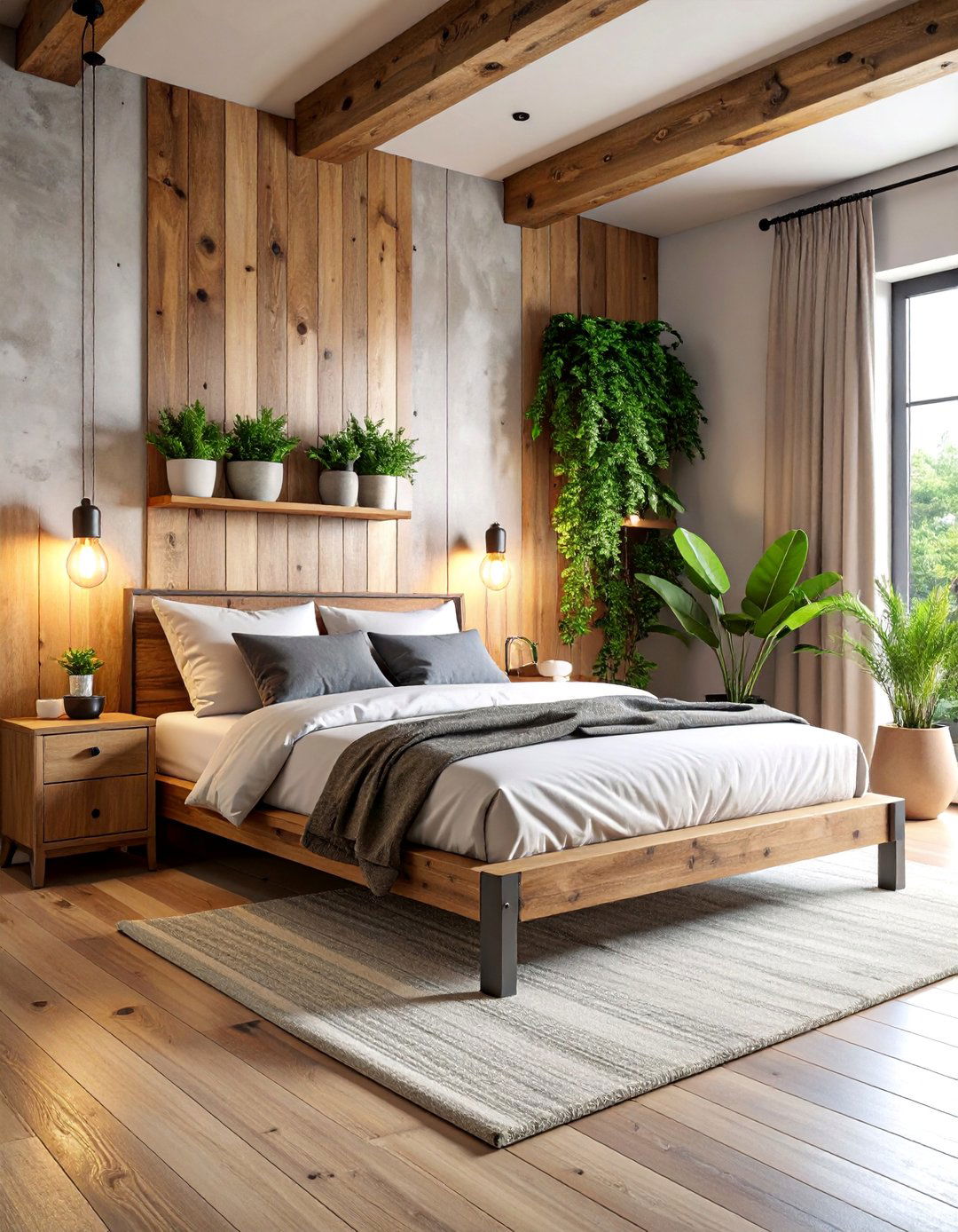 Reclaimed Wood Bedroom with Galvanized Steel Furniture - 25 Industrial Decor Ideas