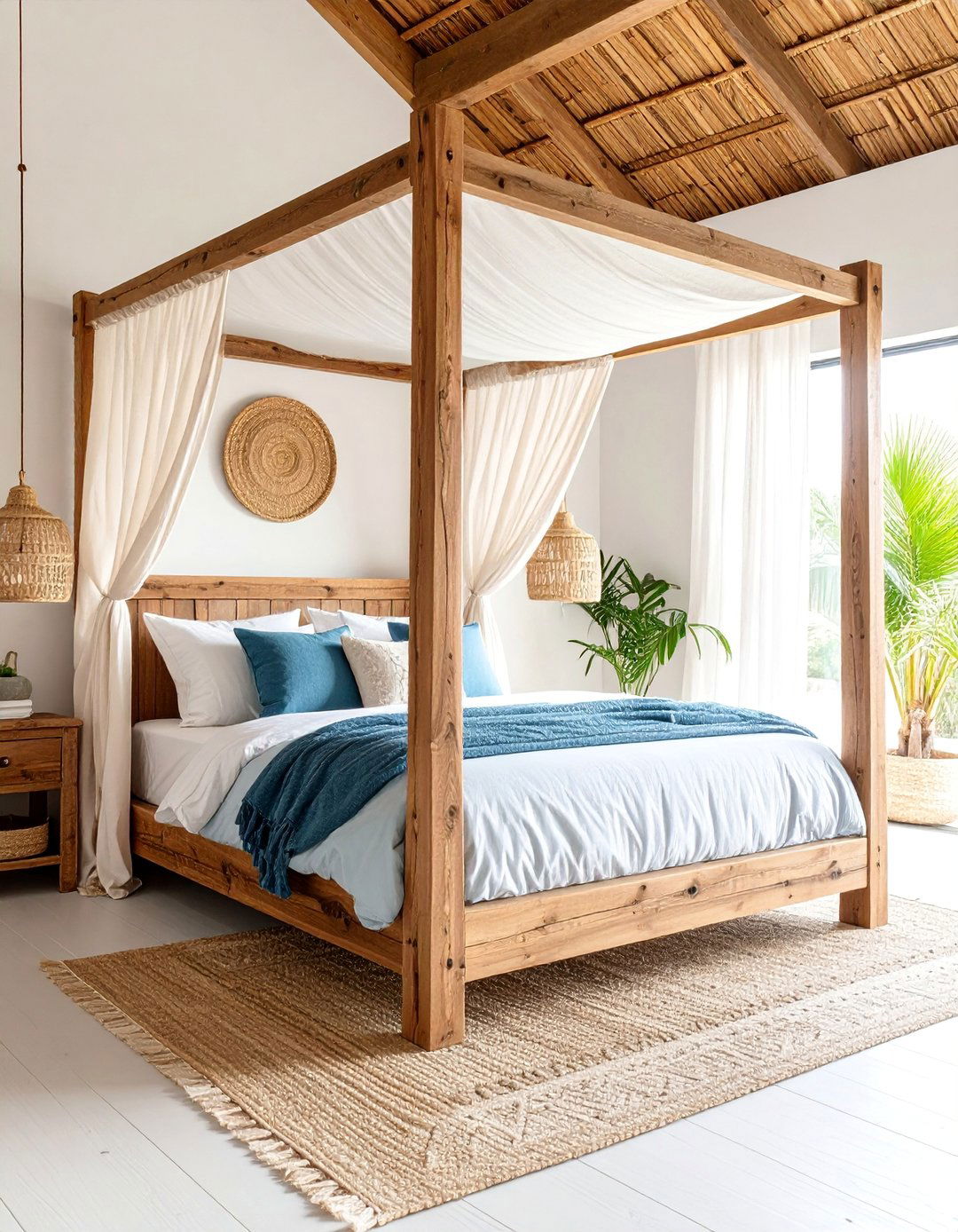 Reclaimed Wood Canopy Bed with Natural Finishes - 25 Unique Bed Design Ideas