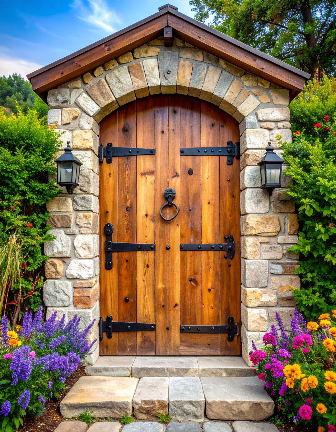 Reclaimed Wood Door with Vintage Hardware - 25 Mediterranean Front Door Ideas
