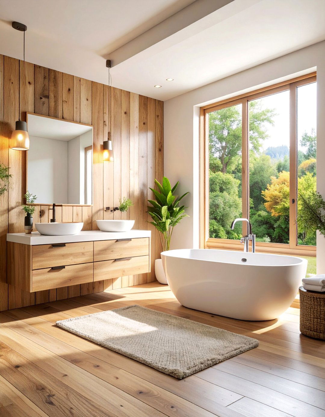 Reclaimed Wood Feature Wall - 25 Quirky Bathroom Ideas