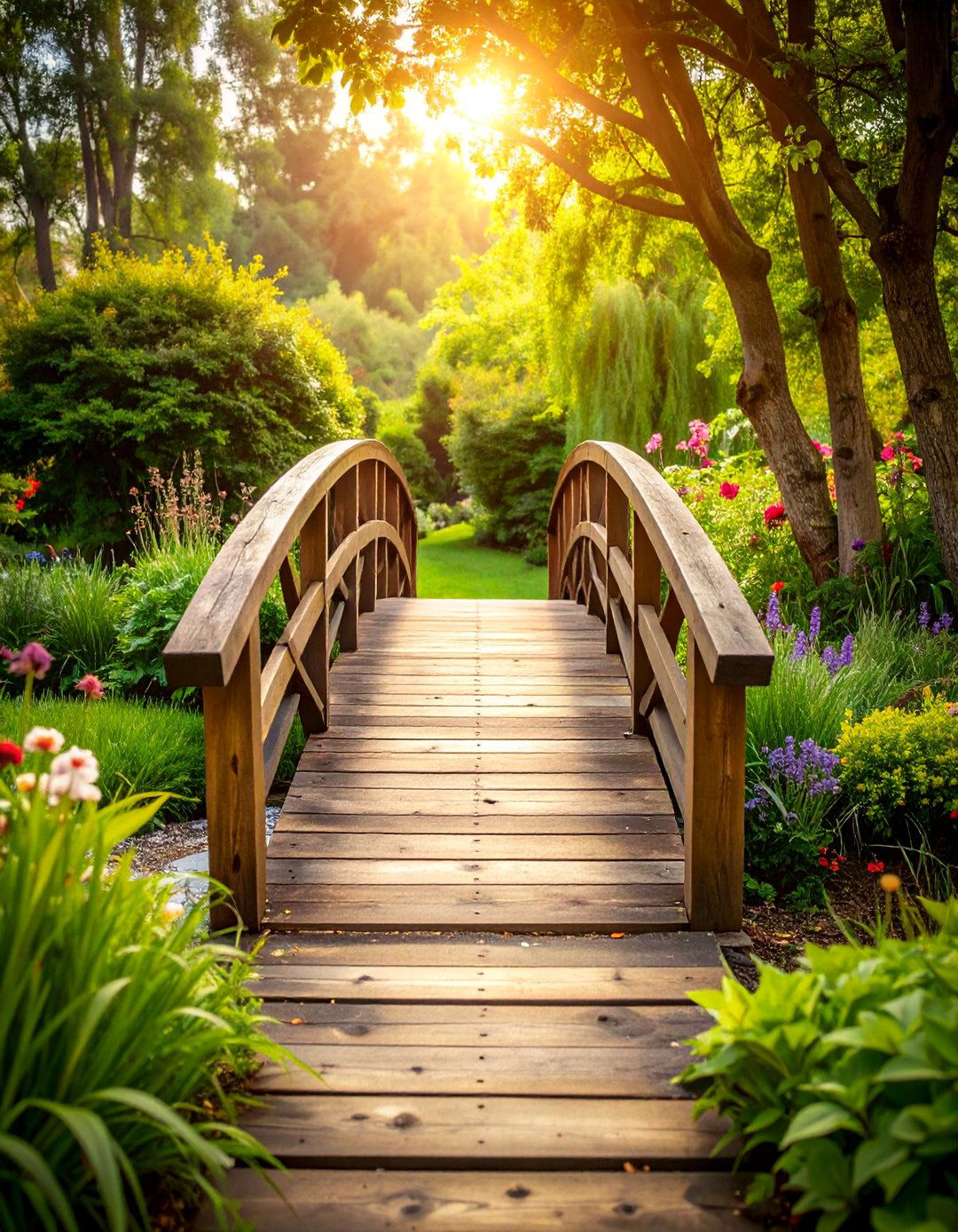 Reclaimed Wood Garden Bridge with Character - 25 Garden Bridge Ideas