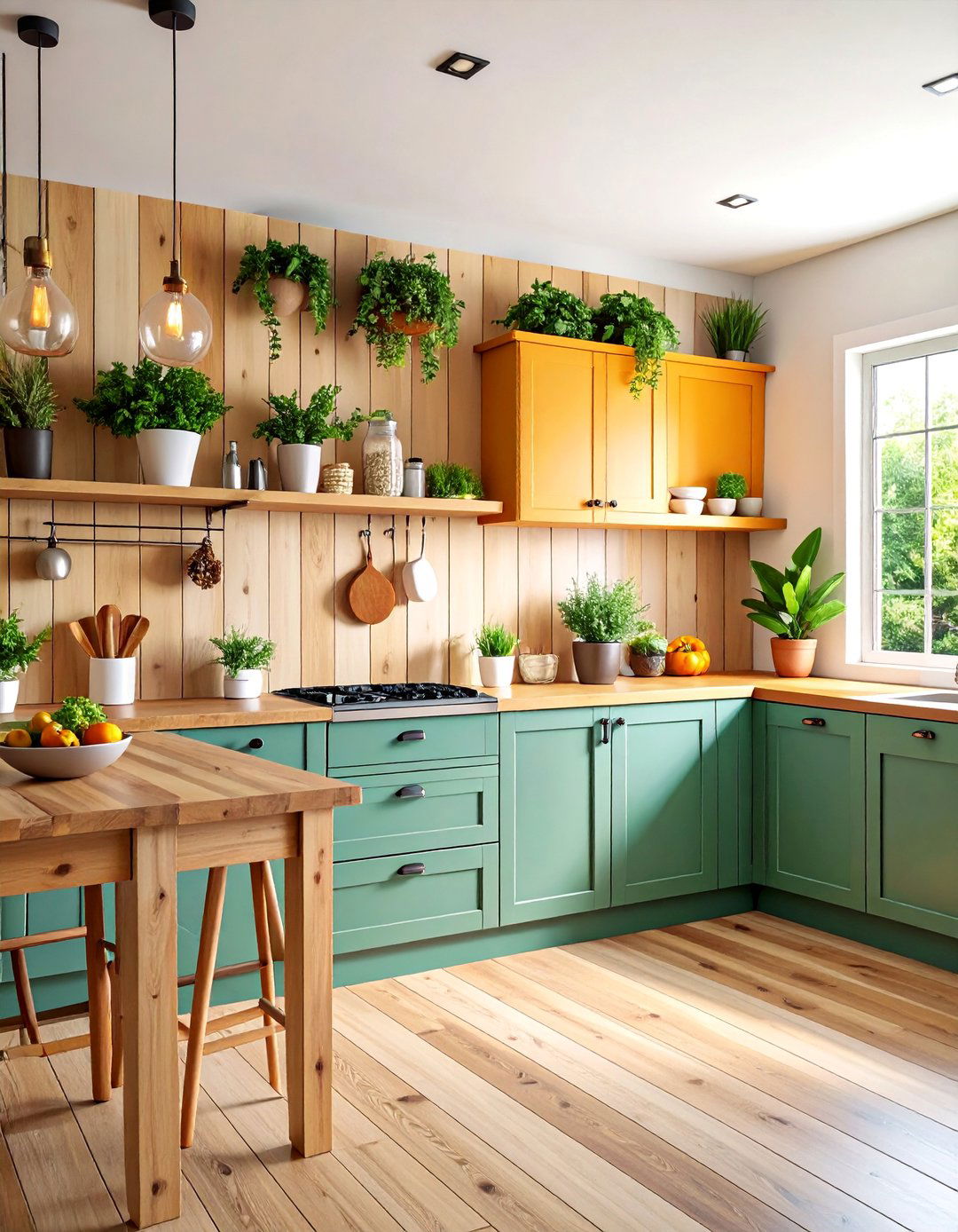 Reclaimed Wood Horizontal Wainscoting Feature - 25 Kitchen Wainscoting Ideas