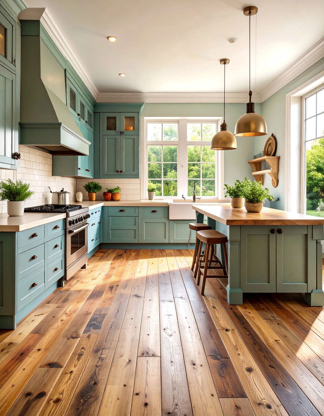 Reclaimed Wood Kitchen Floor with Historical Character - 25 Kitchen Floor Ideas
