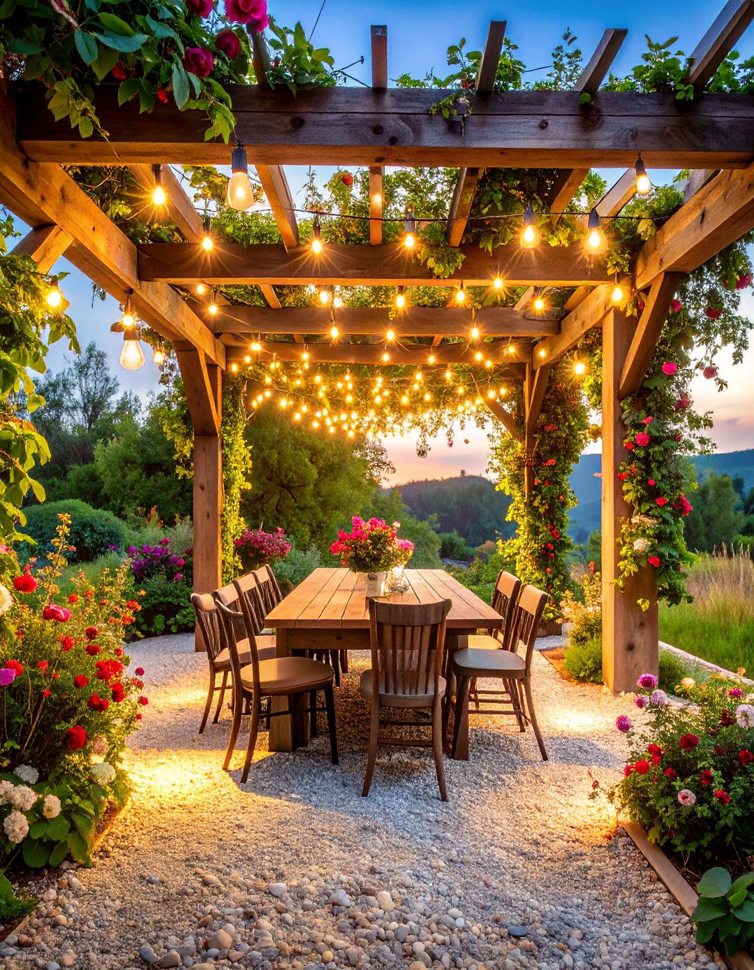Reclaimed Wood Pergola with Climbing Vines - 25 Rustic Patio Ideas