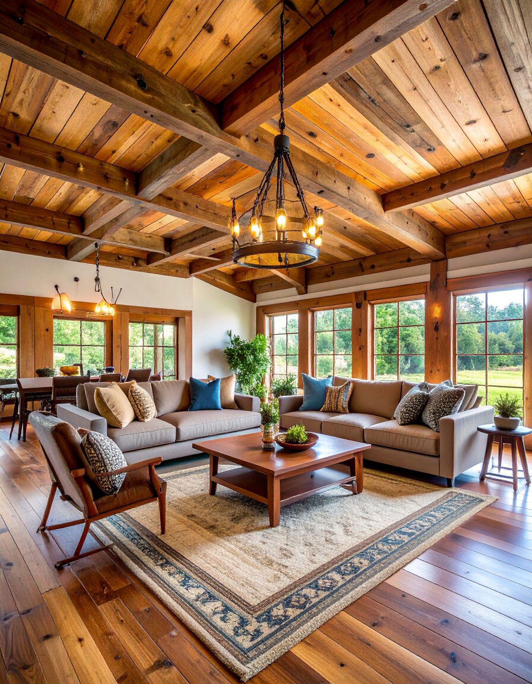 Reclaimed Wood Plank Ceiling - 25 Accent Ceiling Ideas