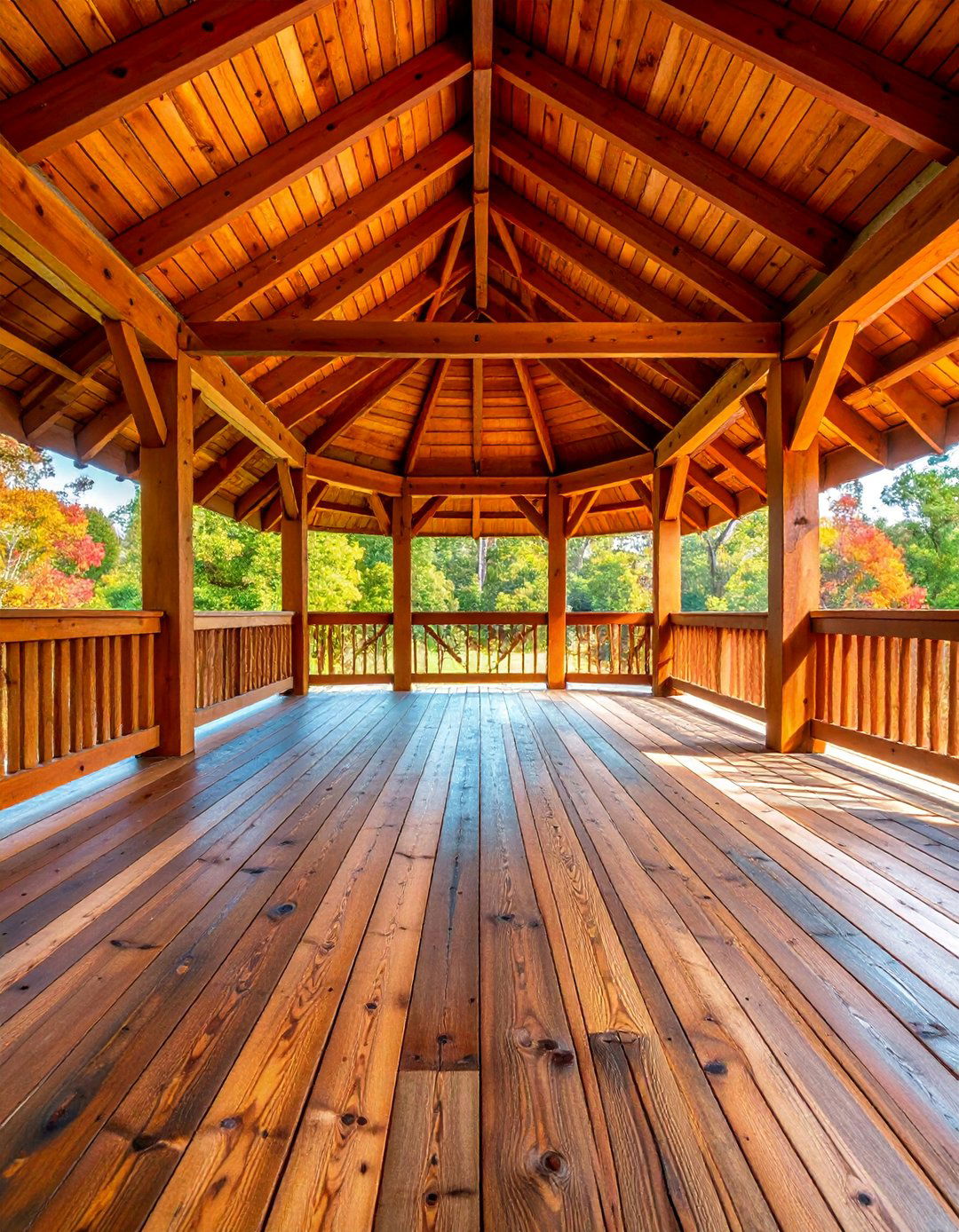 Reclaimed Wood Planks with Weathered Character - 25 Gazebo Floor Ideas