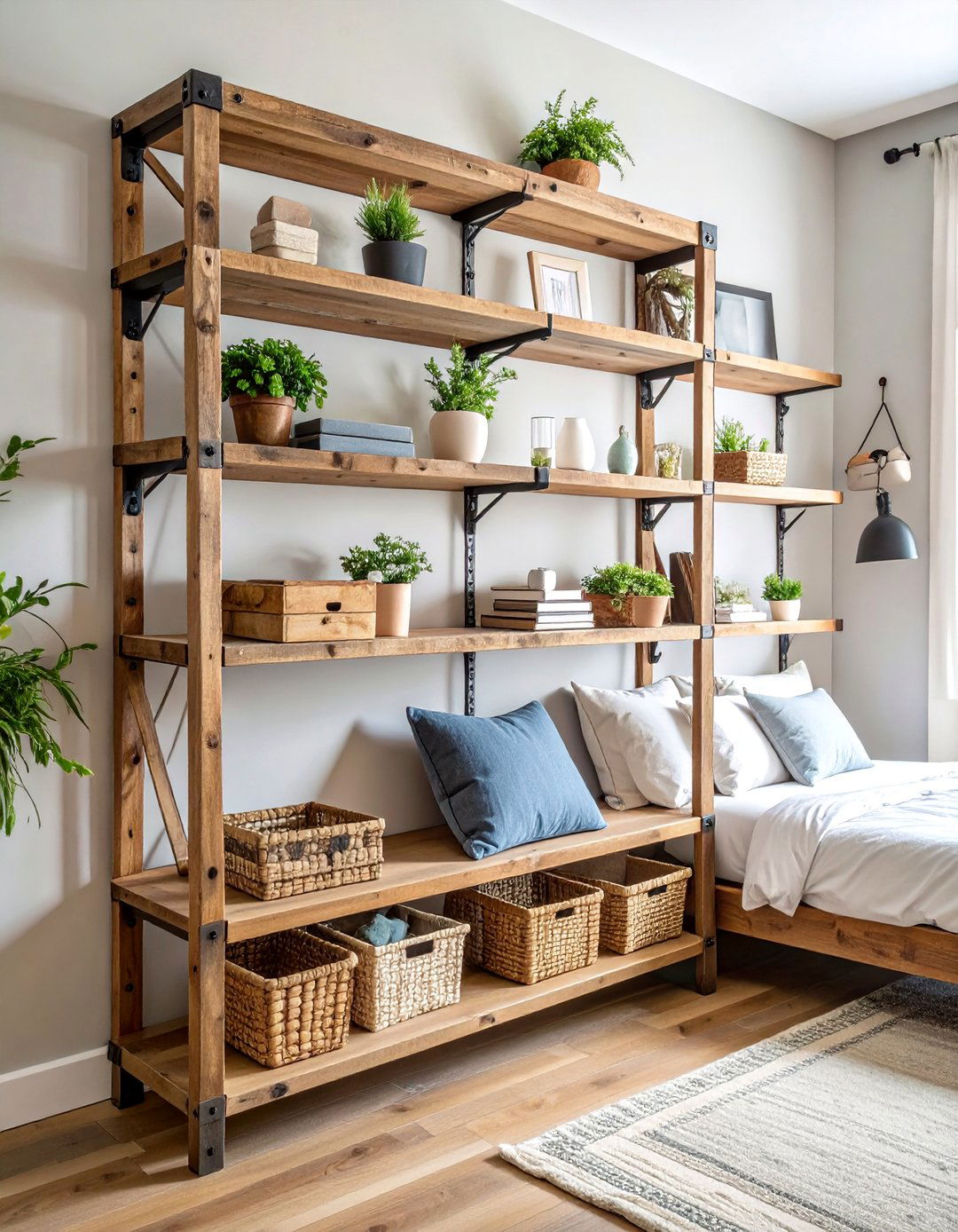 Reclaimed Wood Rustic Shelving - 25 Bedroom Shelving Ideas