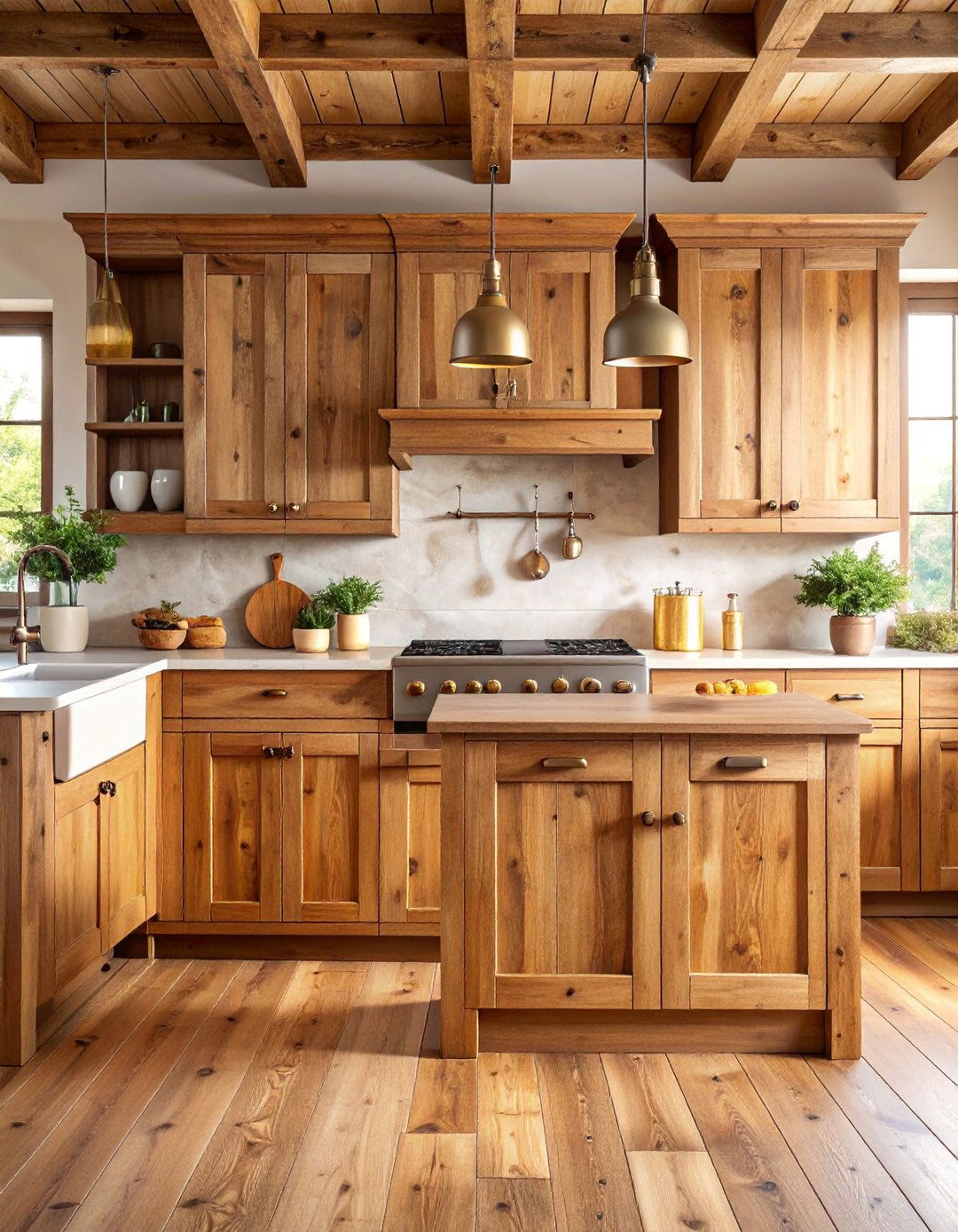 Reclaimed Wood Shaker Cabinet Kitchen - 25 Earthy Kitchen Ideas