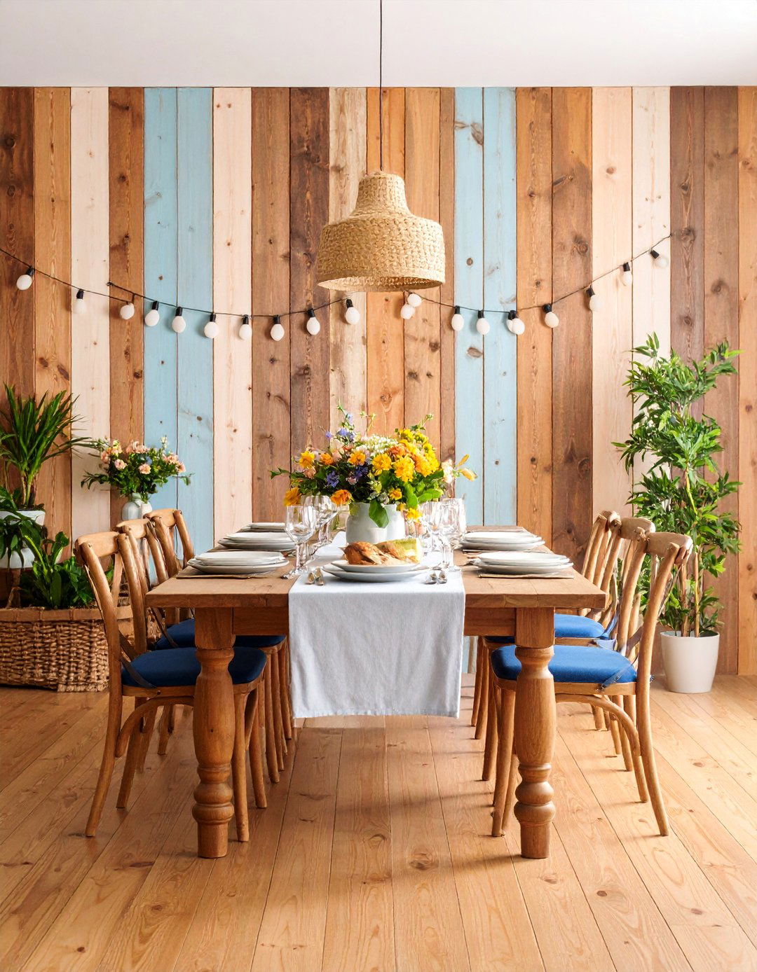 Reclaimed Wood Shiplap Feature Wall - 25 Dining Room Accent Wall Ideas