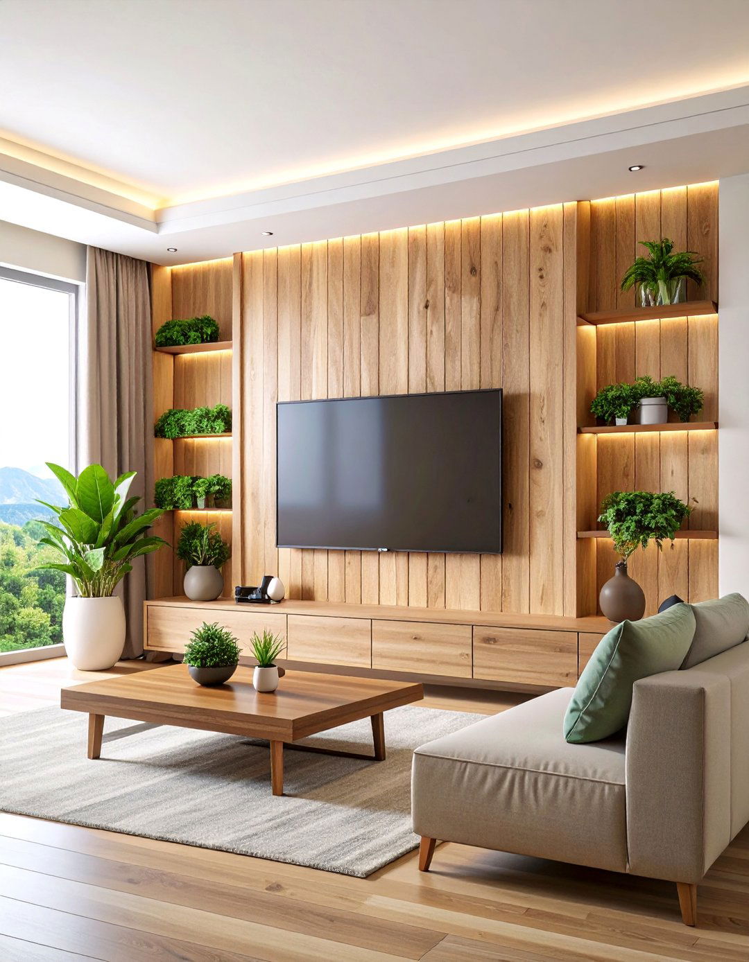 Reclaimed Wood Slat TV Wall - 25 Tv Accent Wall Ideas
