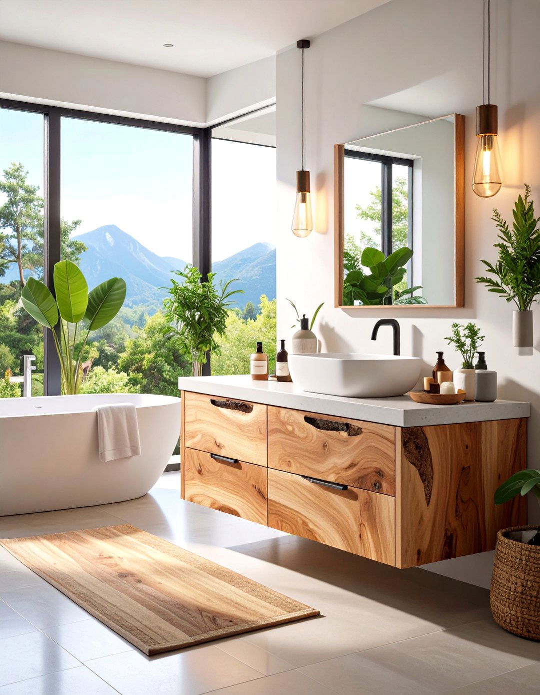 Reclaimed Wood Vanity with Live Edge Details - 25 Small Bathroom Vanity Ideas
