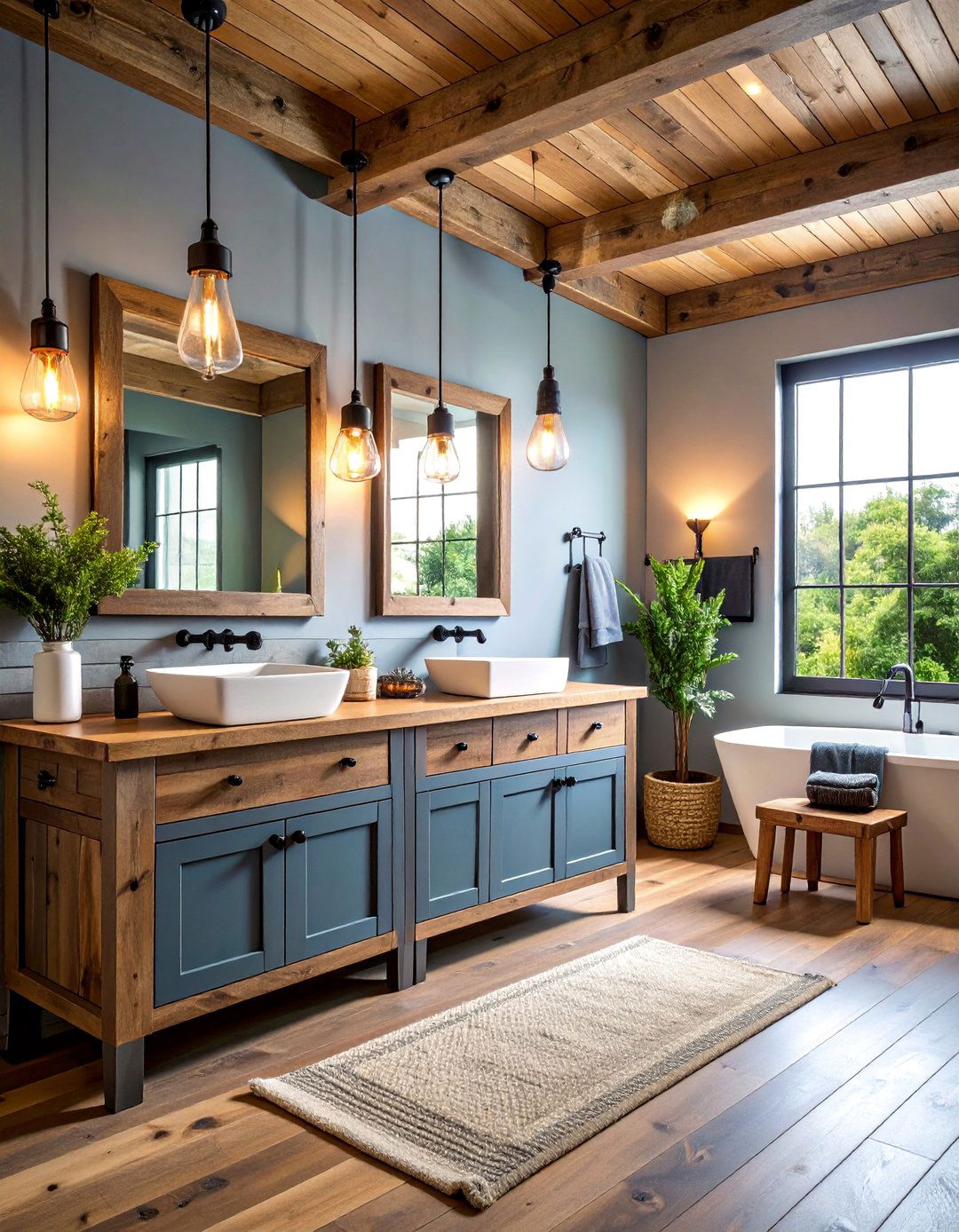 Reclaimed Wood with Industrial Accents - 25 Cottage Bathroom Ideas