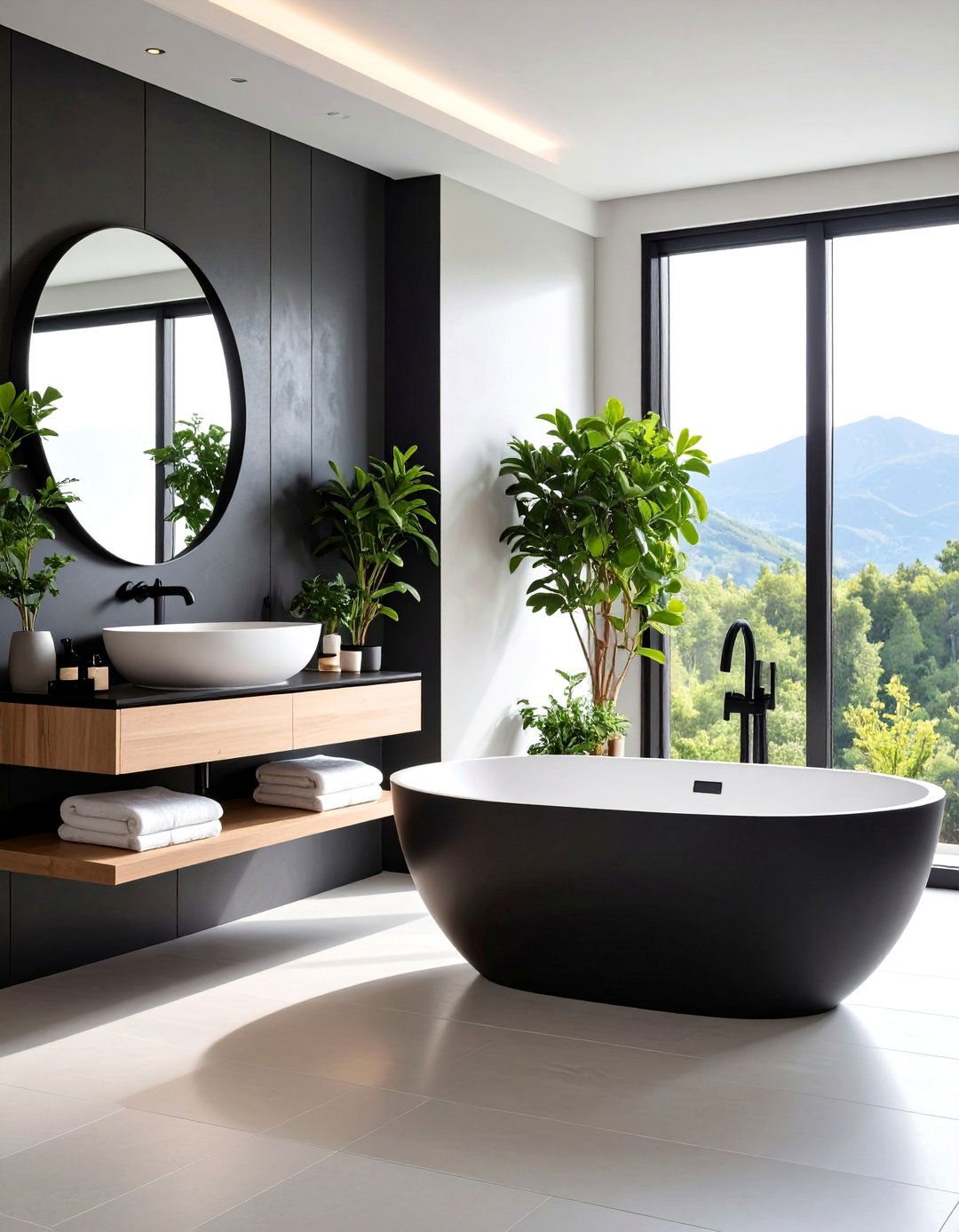 Rectangular Vessel with Matte Black Fixtures - 25 Small Bathroom Sink Ideas