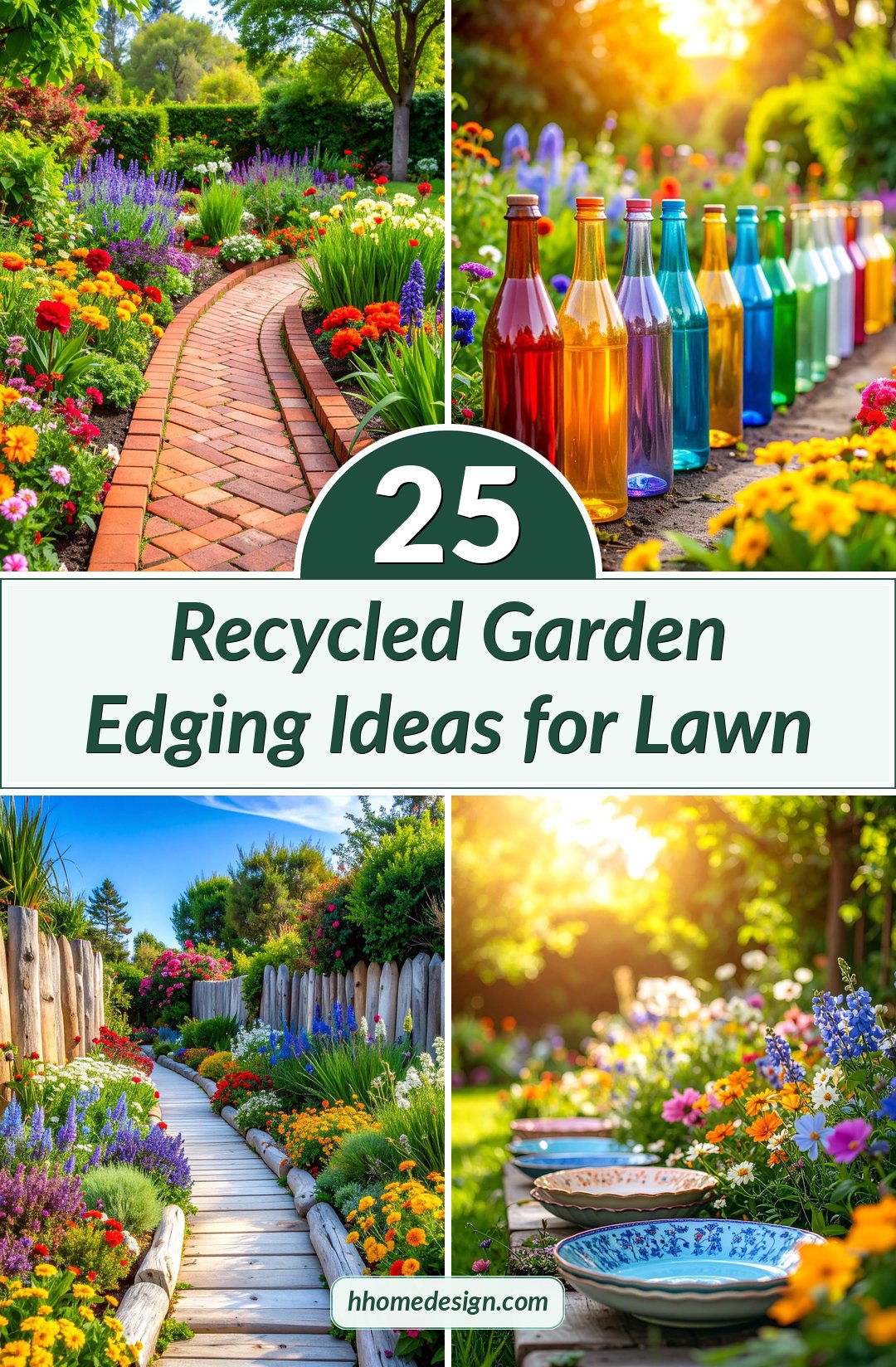 25 Recycled Garden Edging Ideas for Lawn