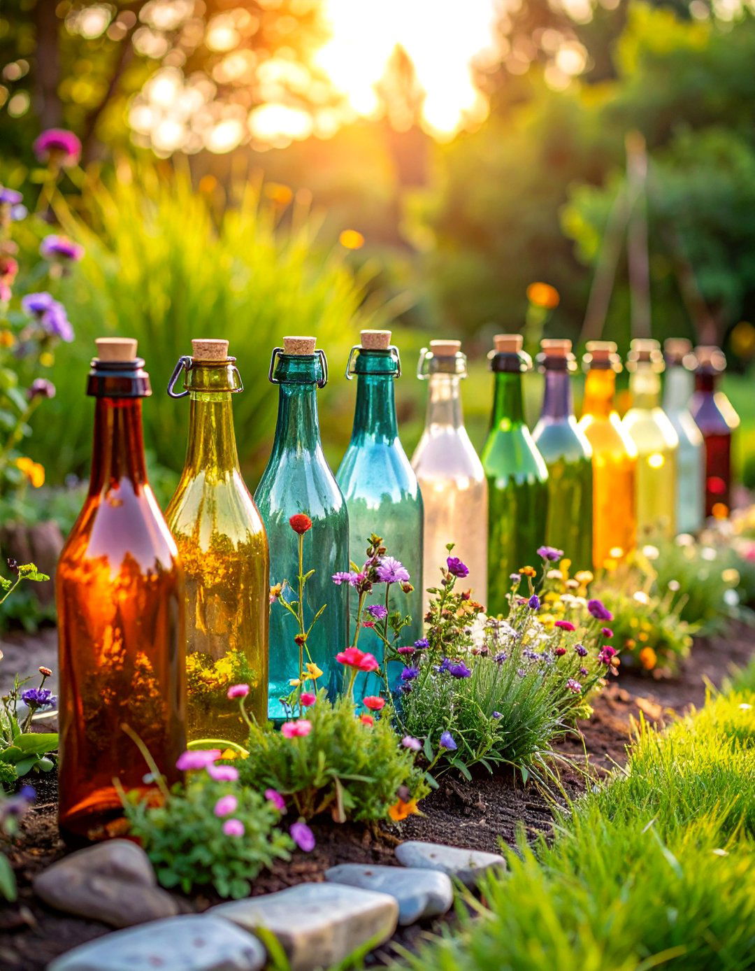 Recycled Glass Bottle Edging - 25 Mulch Edging Ideas