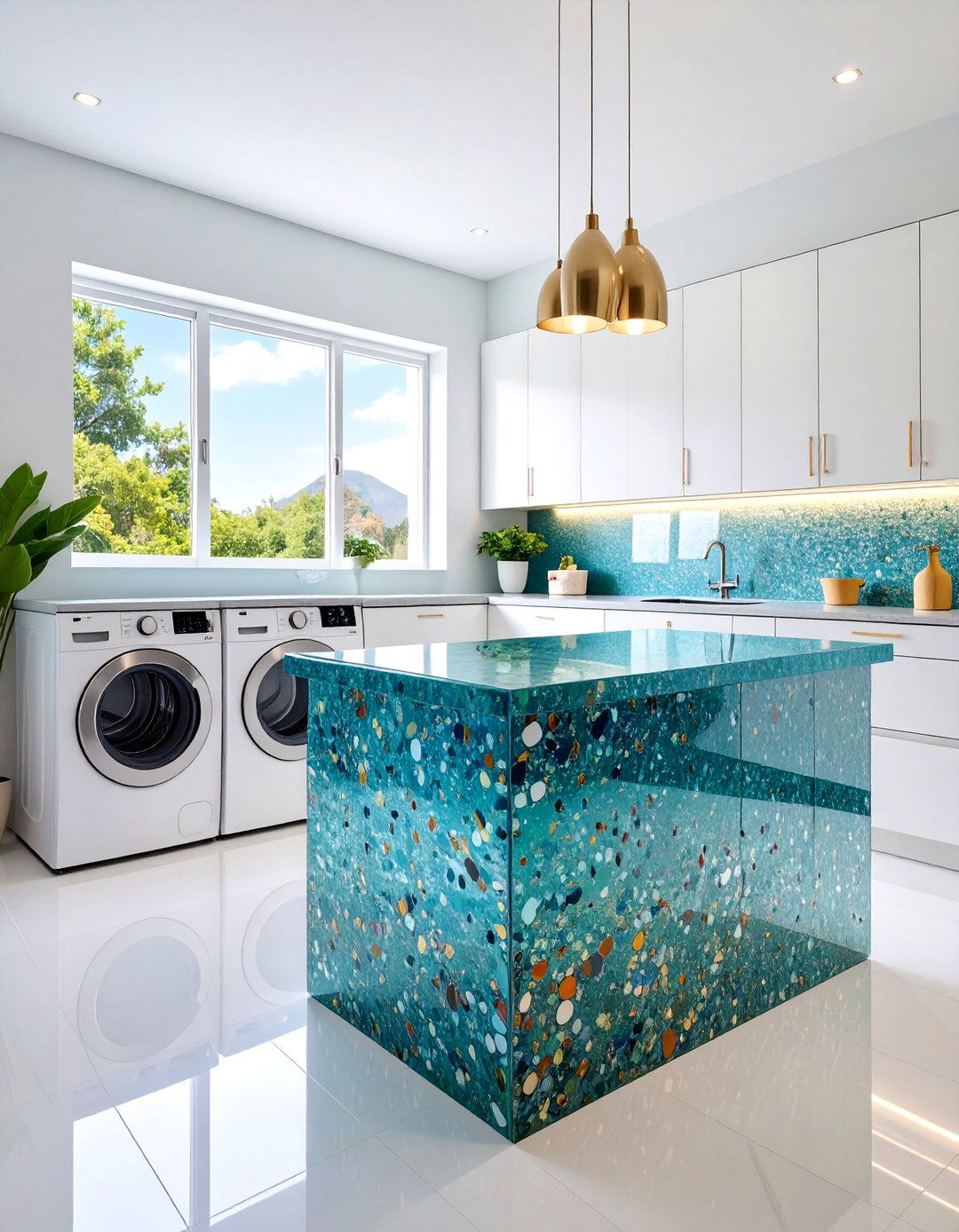 Recycled Glass Laundry Room Countertops - 25 Laundry Room Countertop Ideas