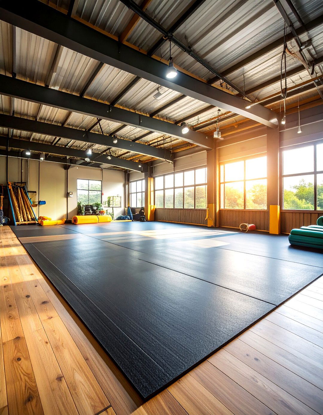 Recycled Rubber Roll Shed Floor for Workshop Areas - 25 Shed Floor Ideas