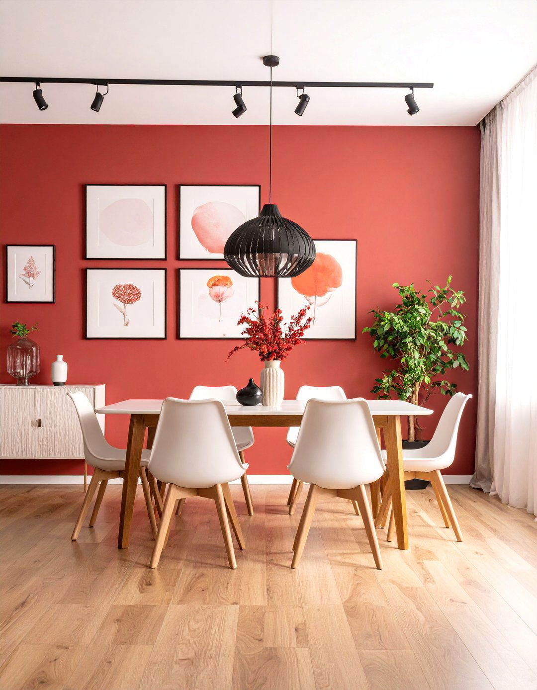 Red Artwork Gallery Wall - 25 Red Dining Room Ideas