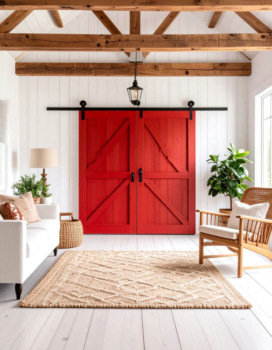 Red Barn Door Living Room - 25 Red Living Room Ideas