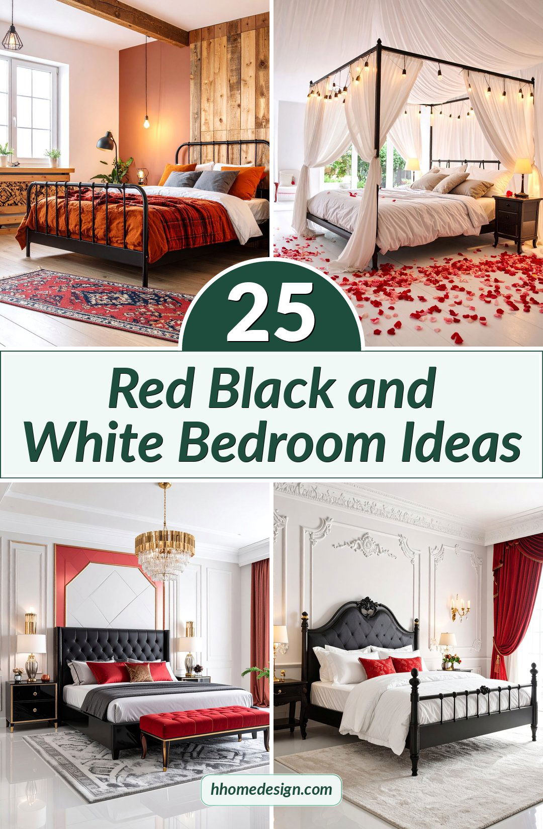 25 Red Black and White Bedroom Ideas