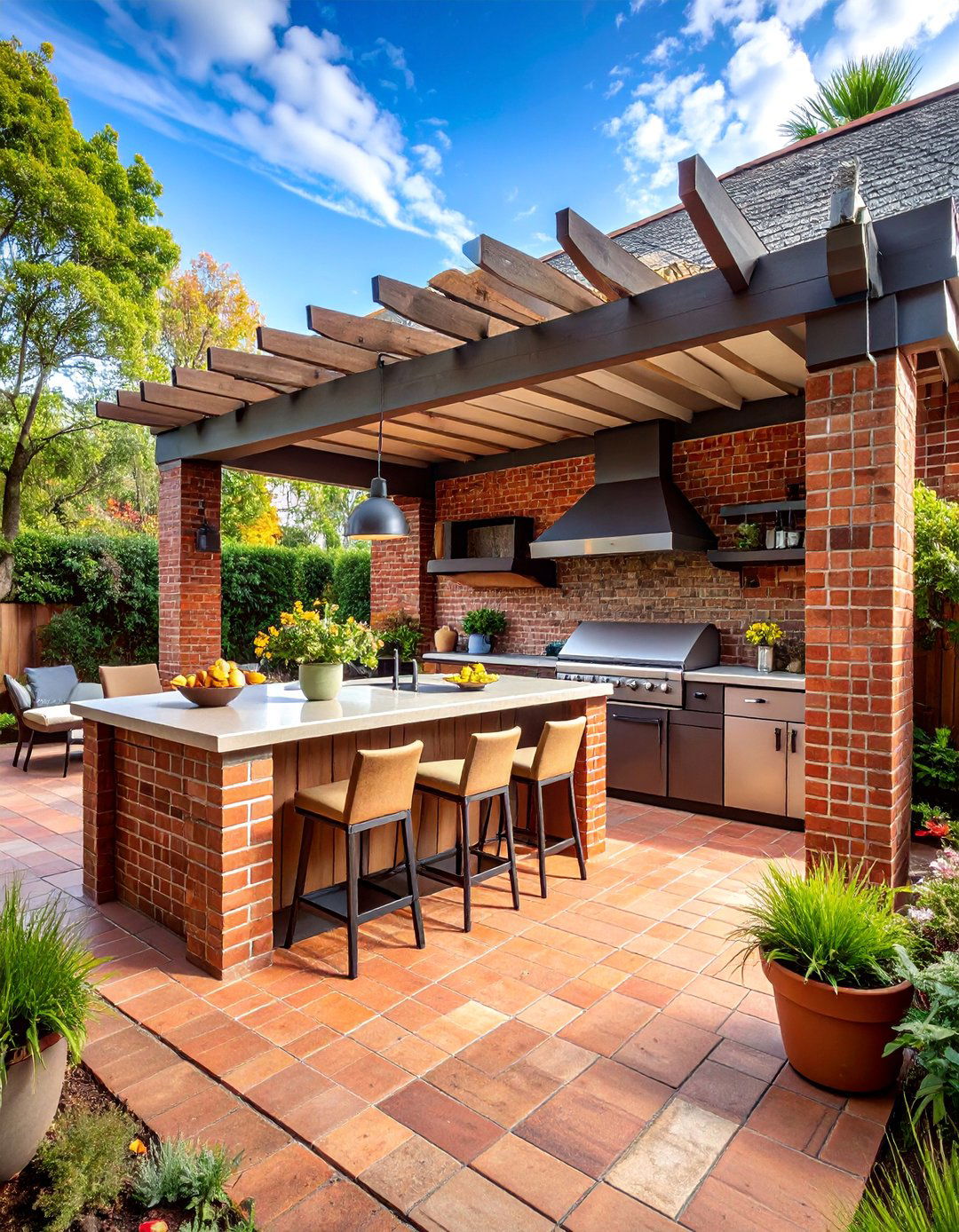 Red Brick Outdoor Kitchen Extension - 25 Red Brick Kitchen Ideas