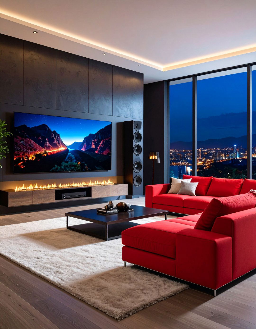 Red Couch Entertainment Living Room - 25 Red Couch Living Room Ideas