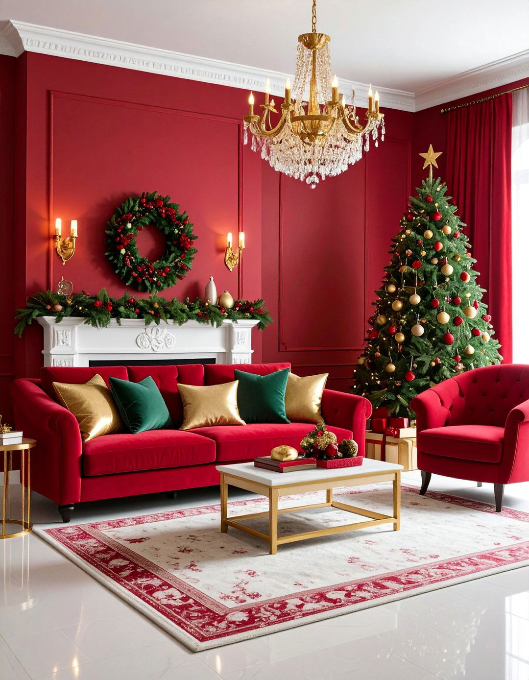 Red Holiday Living Room - 25 Red Living Room Ideas