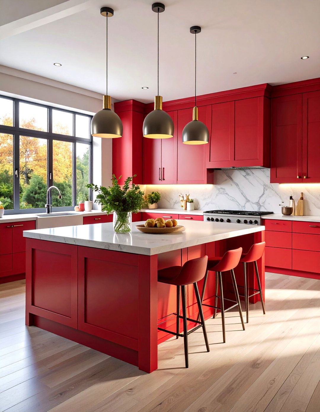 Red Kitchen Island Statement - 25 Red Kitchens