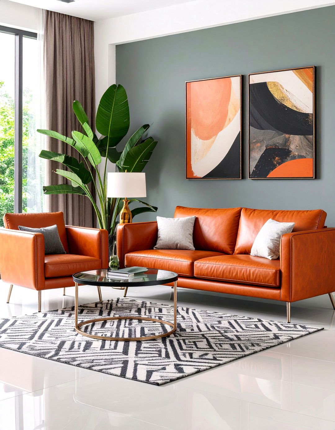 Red Leather Contemporary Living Room - 25 Red Living Room Ideas
