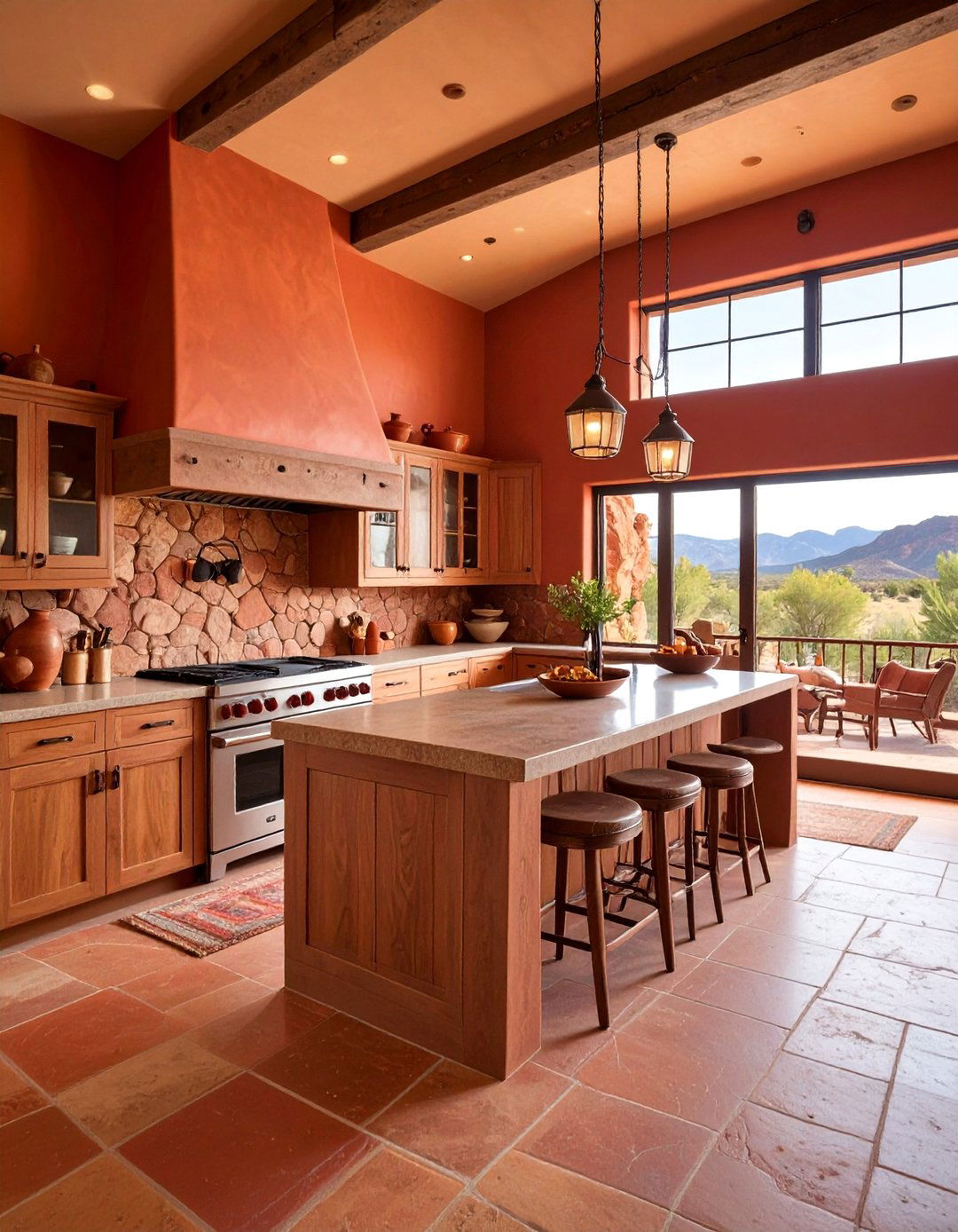 Red Rock Kitchen with Sandstone Elements - 25 Southwestern Kitchen Ideas