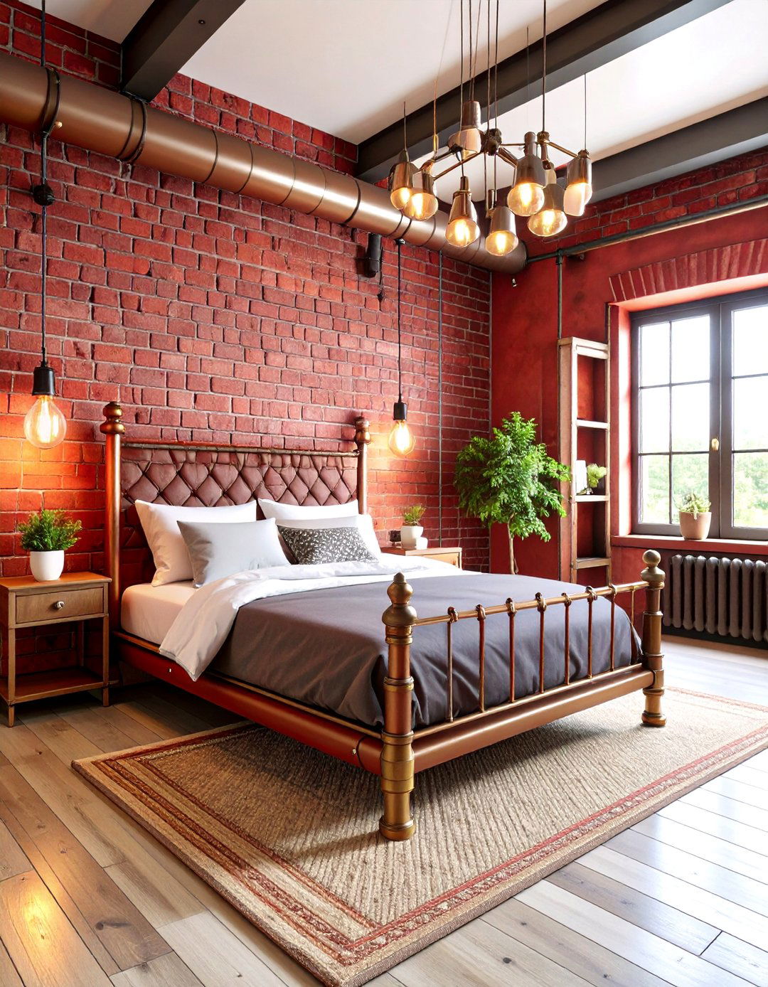 Red Steampunk Industrial Bedroom Design - 25 Red Bedroom Ideas