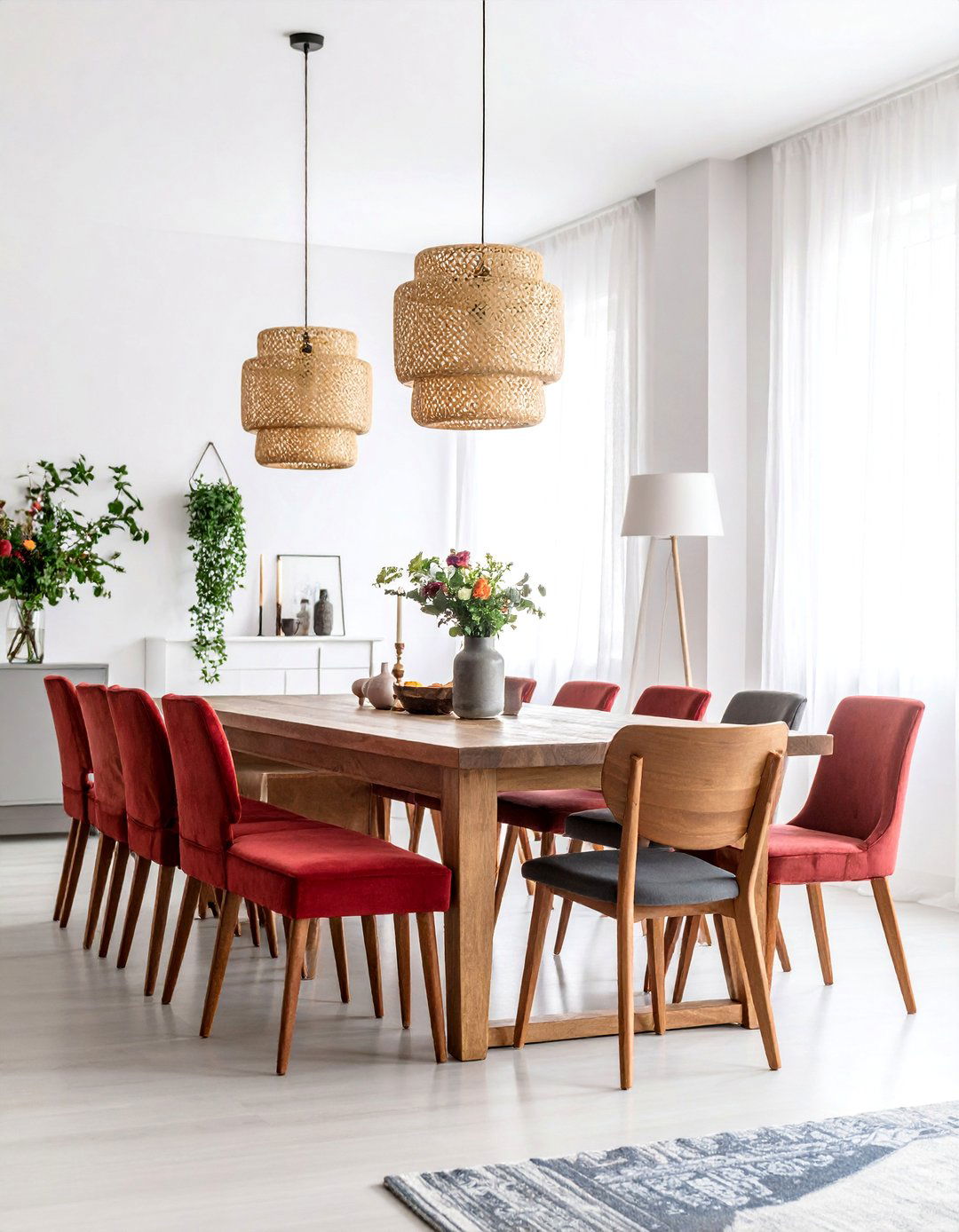 Red Upholstered Dining Bench - 25 Red Dining Room Ideas