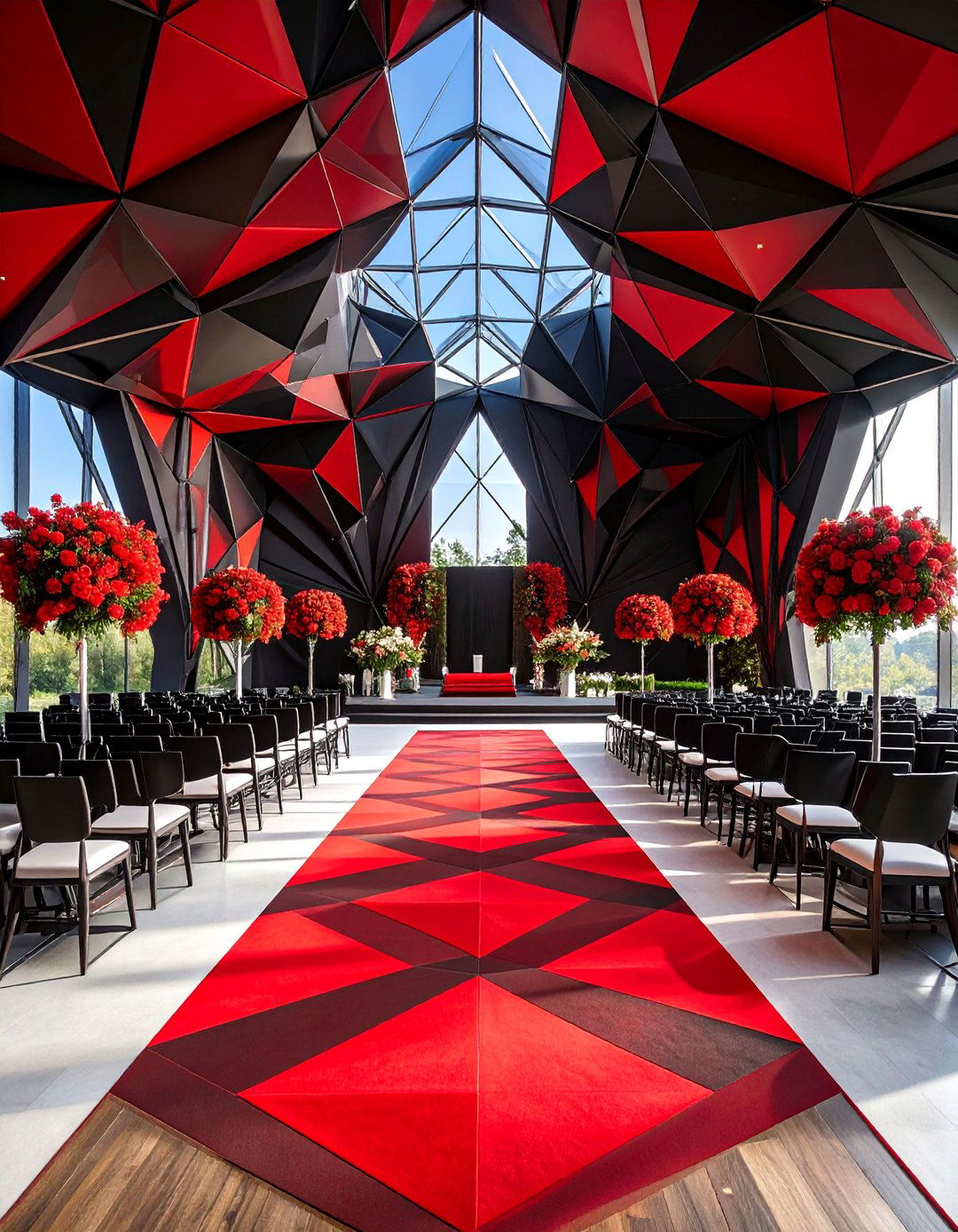 Red and Black Geometric Pattern Wedding - 25 Red and Black Wedding Ideas