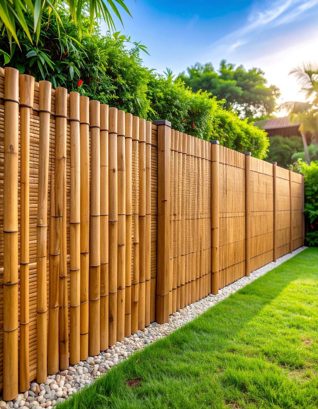 Reed and Natural Bamboo Screen Fence - 25 Backyard Fence Ideas