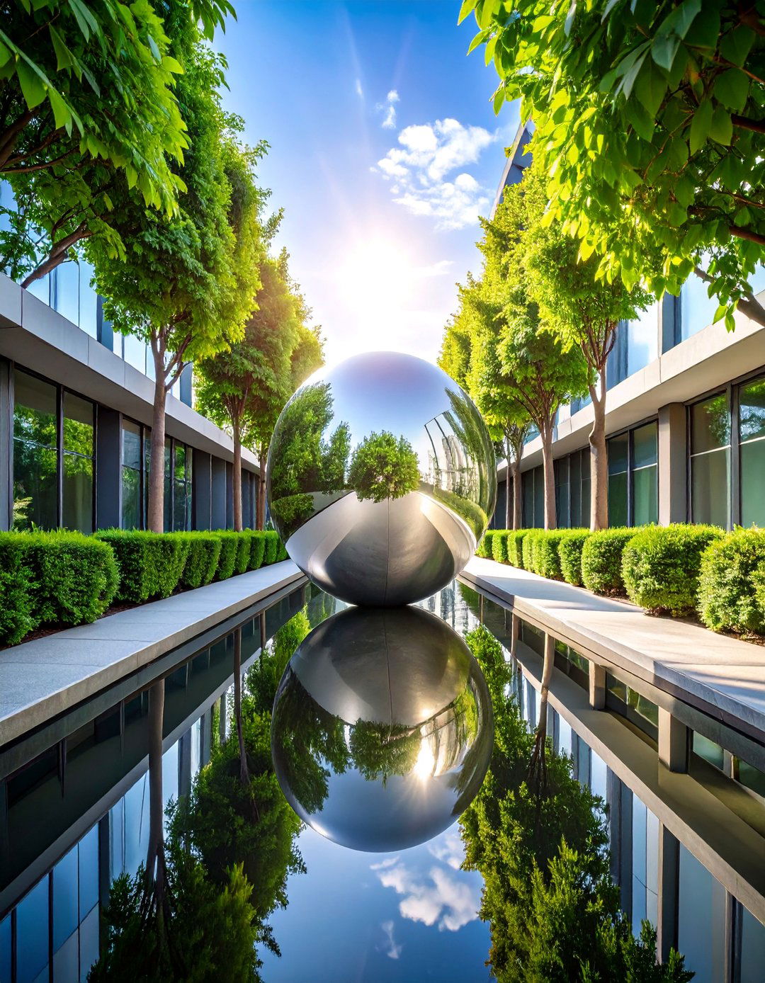 Reflective Stainless Sphere Garden Focal Point - 25 Garden Focal Point Ideas