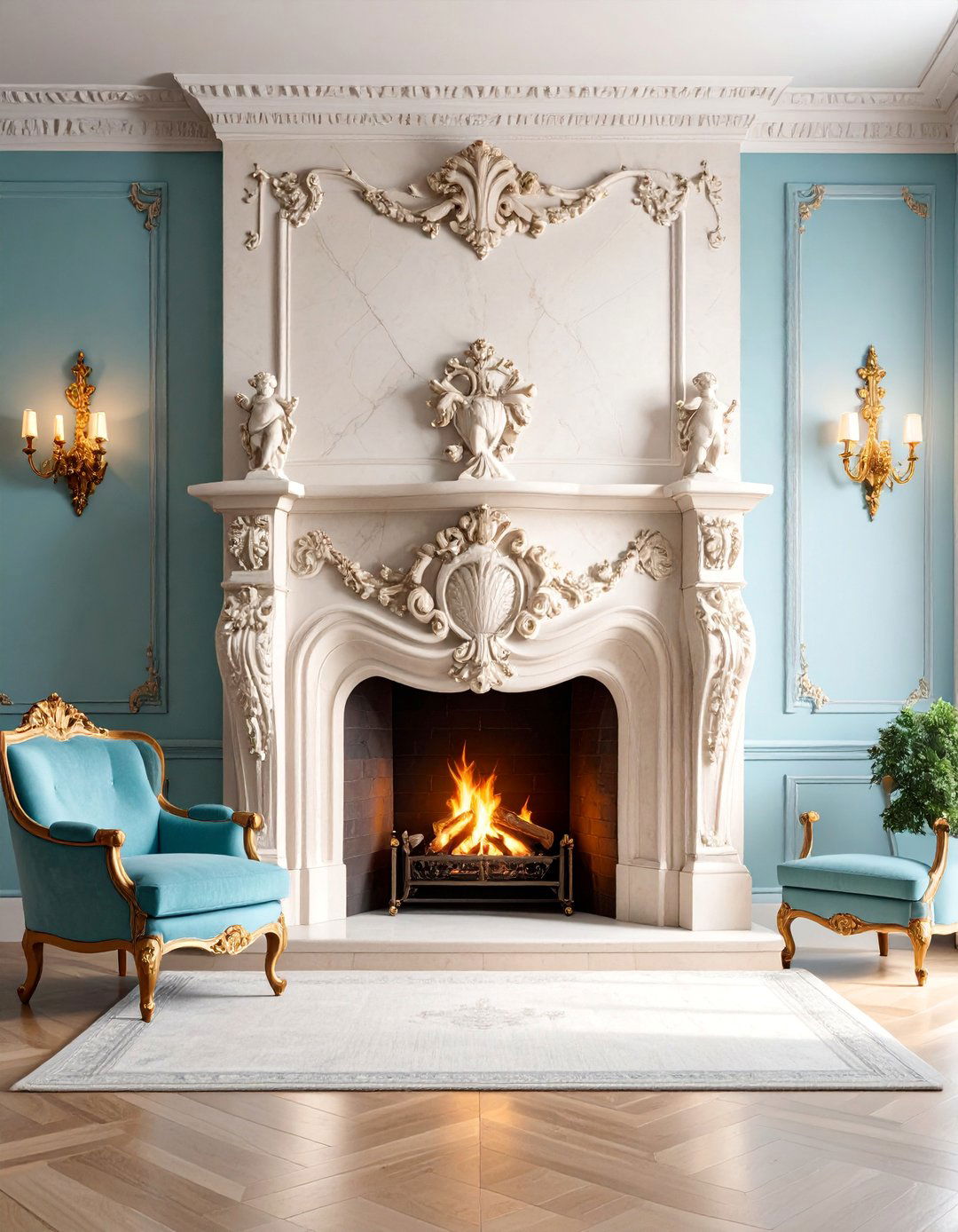 Renaissance Revival Carved Stone Fireplace with Ornate Sculptural Elements - 25 Traditional Fireplaces