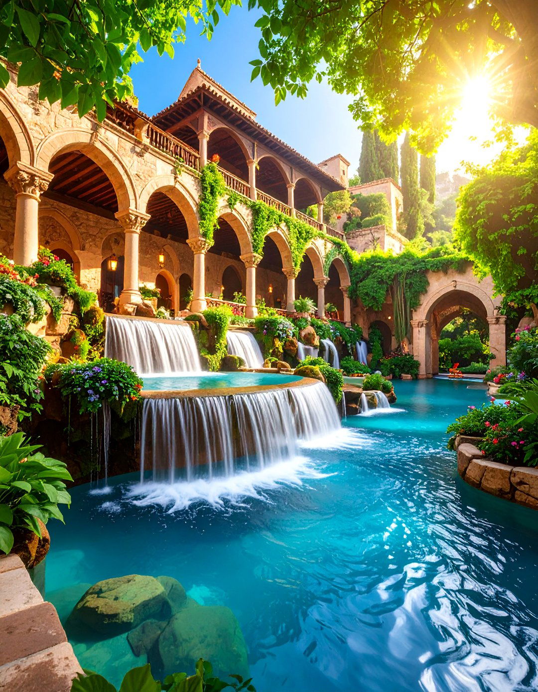 Renaissance Water Theater with Cascades and Architectural Features - 25 Italian Garden Design Ideas
