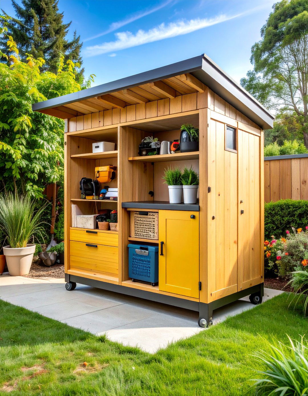 Repurposed Cabinet Storage with Ventilation Upgrades - 25 Lawn Mower Storage Ideas