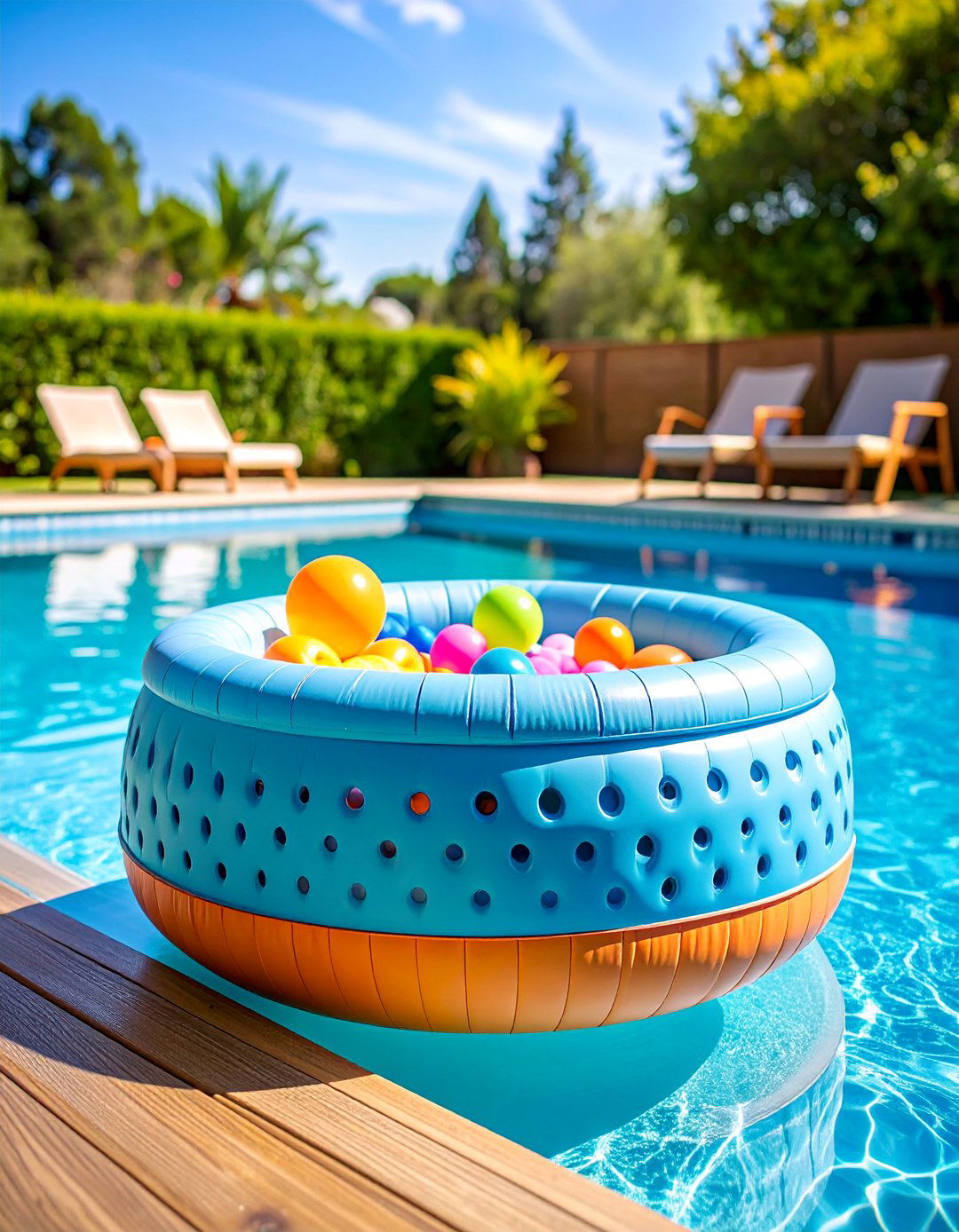 Repurposed Laundry Basket Pool Float Organizer - 25 Outdoor Toy Storage Ideas