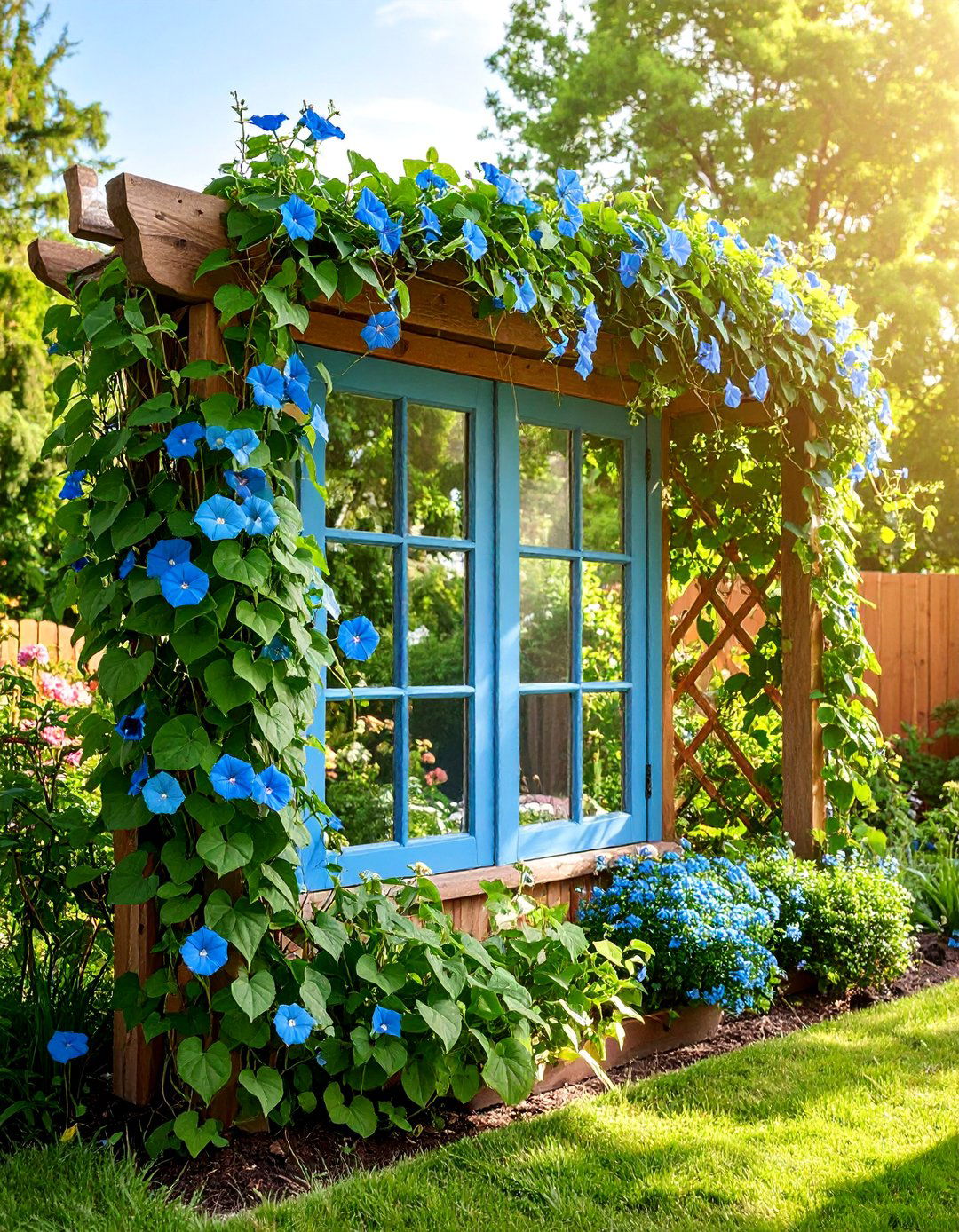 Repurposed Window Frame Trellis - 25 Garden Trellis Ideas