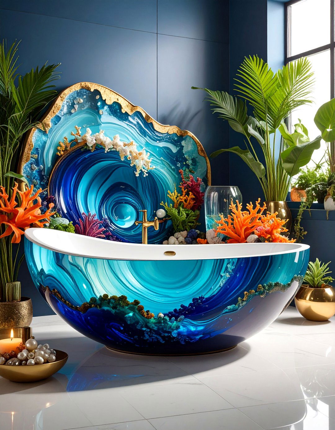 Resin Ocean Wave Tray - 25 Bathroom Tray Ideas