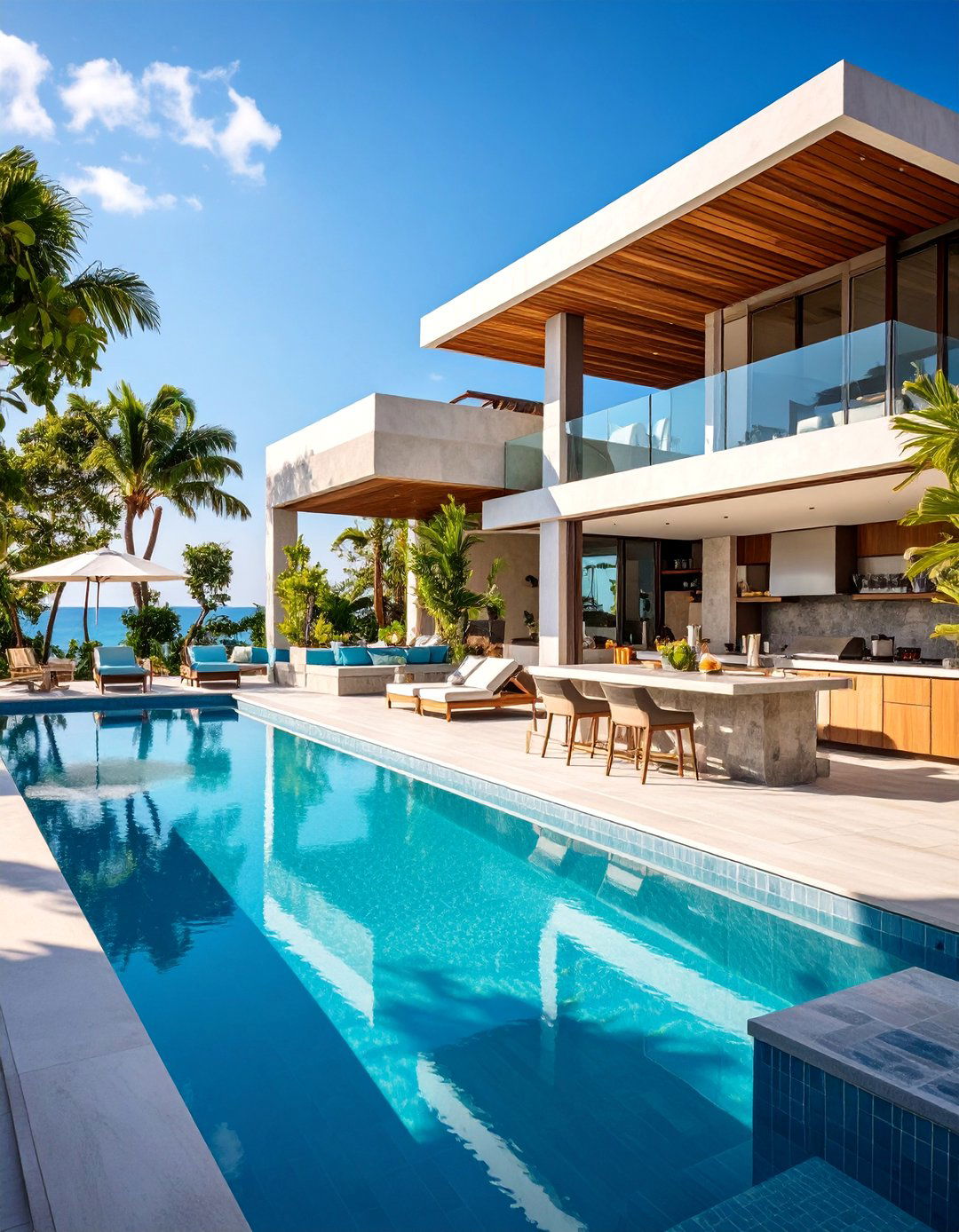 Resort Style Pool House with Luxury Outdoor Kitchen Suite - 25 Pool House With Outdoor Kitchen Ideas