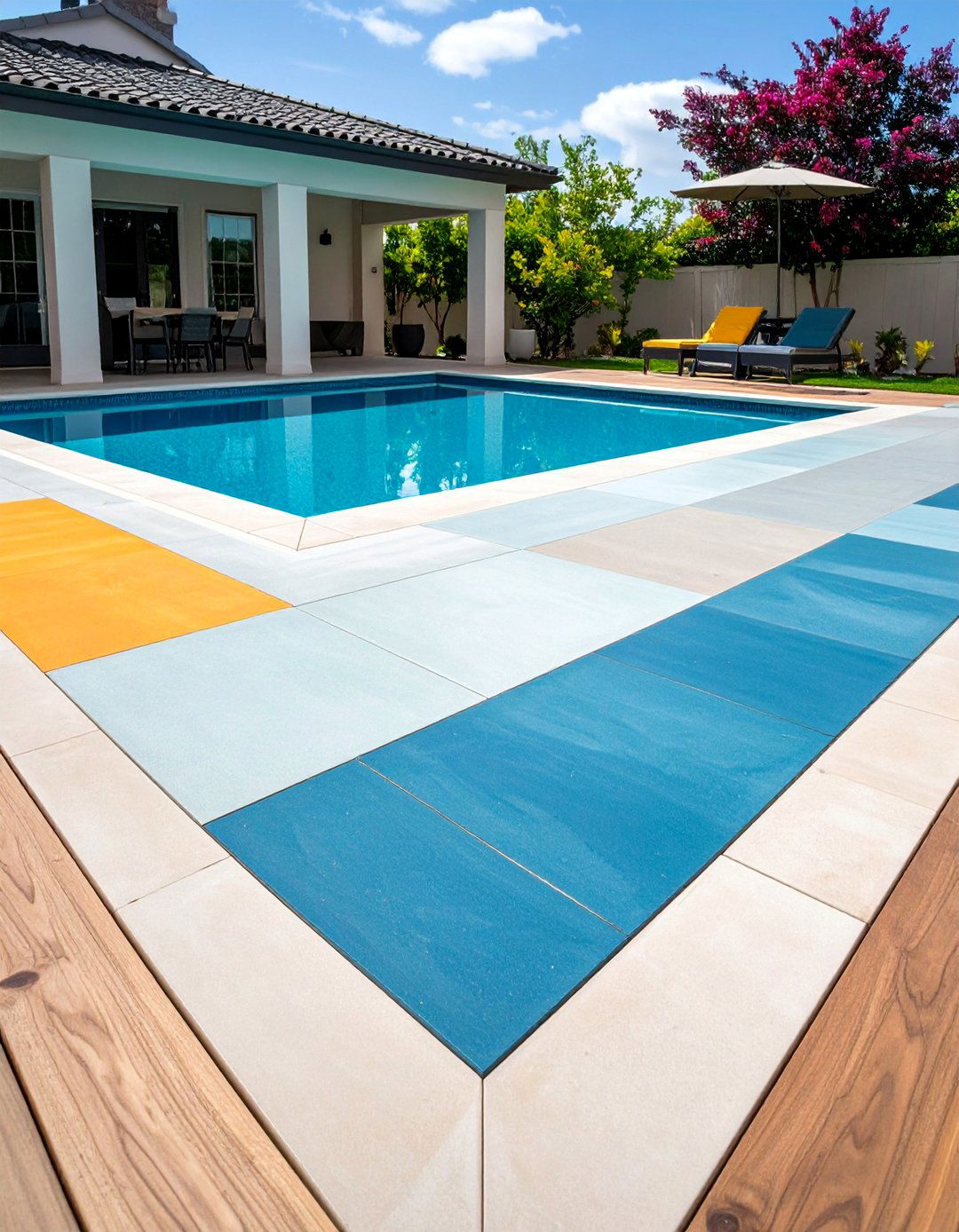 Resurfaced Overlay Concrete Deck - 25 Concrete Pool Deck Ideas