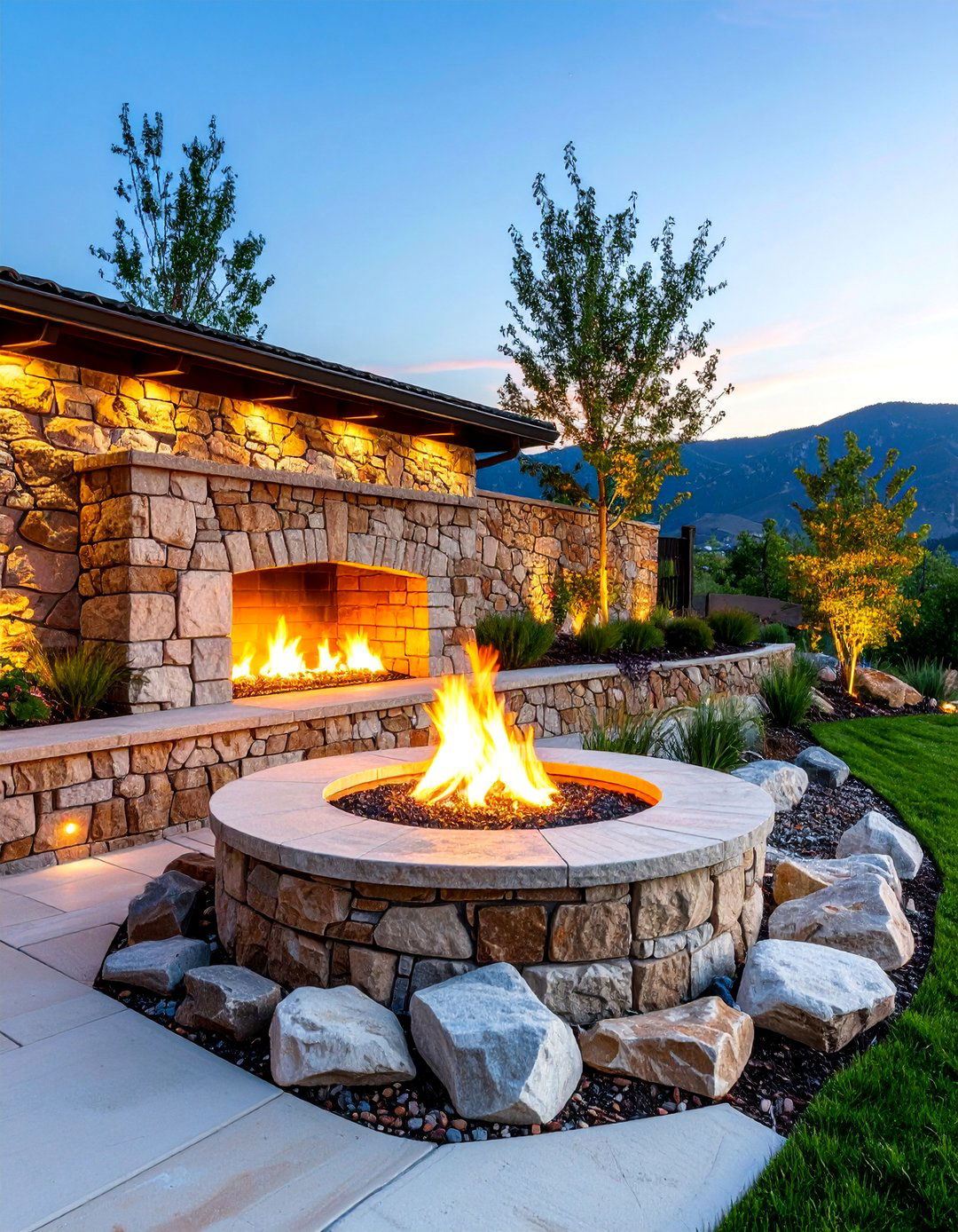 Retaining Wall Fire Pit Integration - 25 Rock Fire Pit Ideas