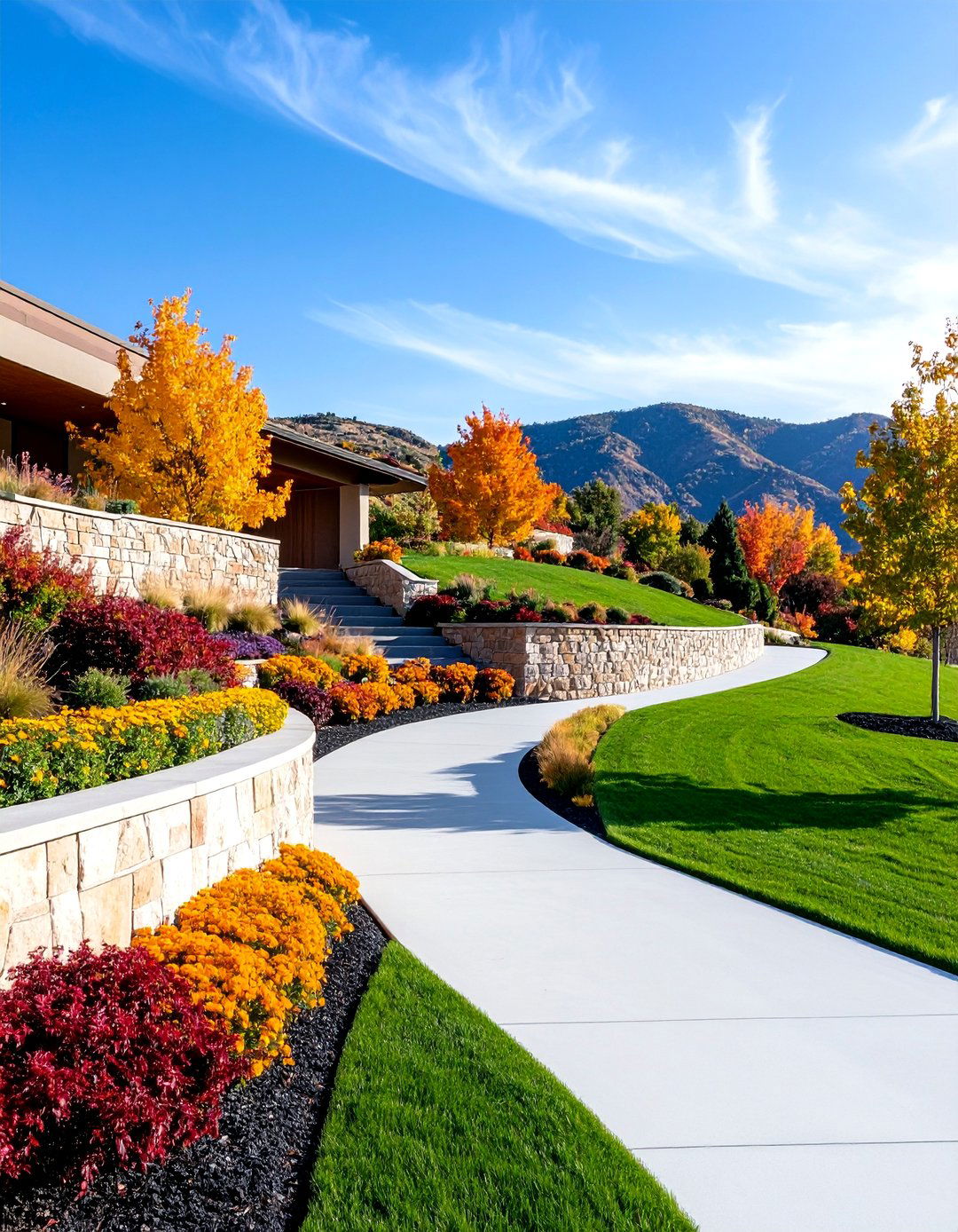 Retaining Wall Terraced Entrance - 25 driveway entrance ideas