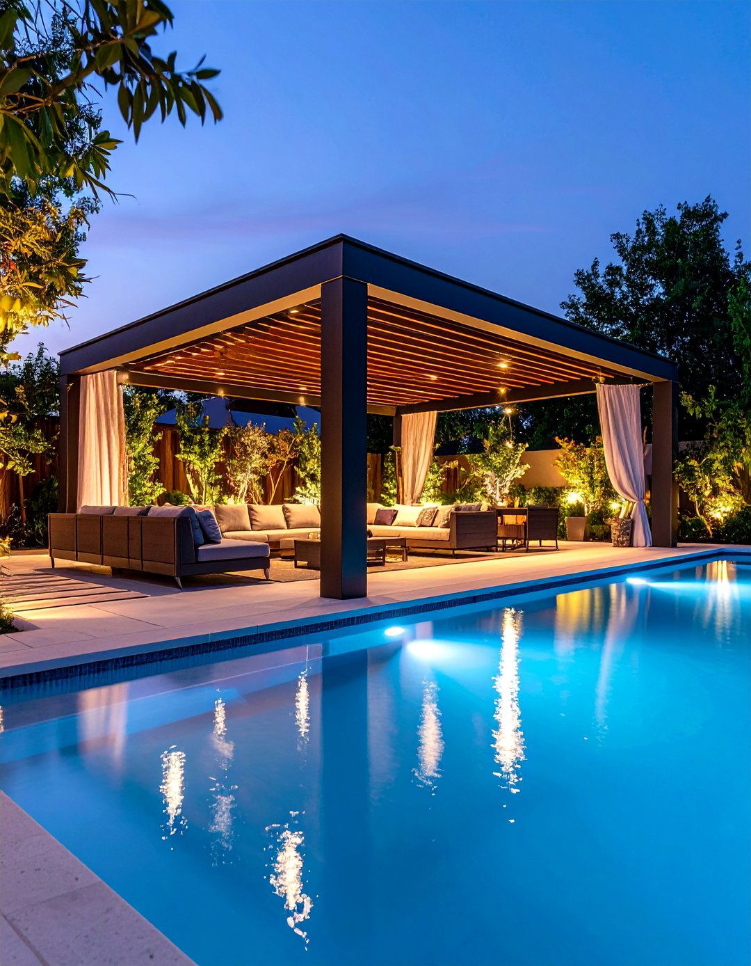 Retractable Louvered Pergola Pool Enclosure - 25 Pool Privacy Ideas
